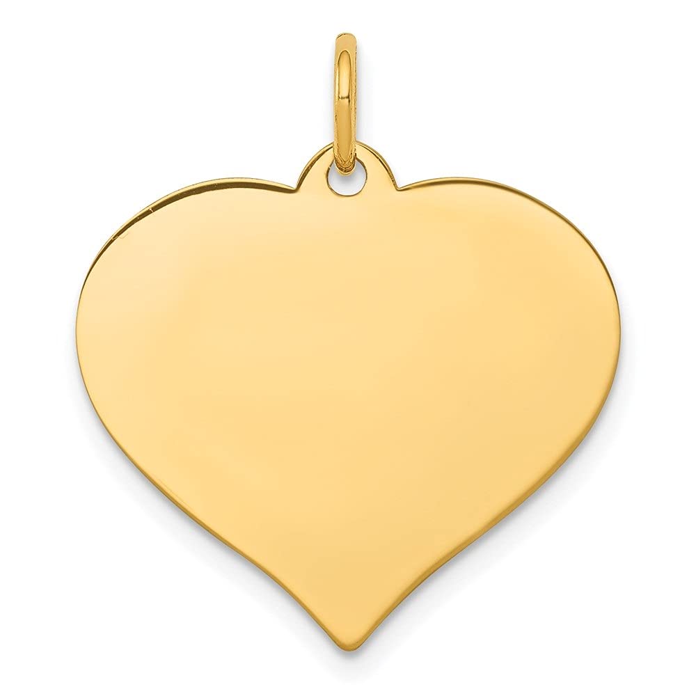 14K Yellow Gold Heart Disc Charm Pendant Necklace for Women - Elegant Fine Jewelry Gift for Valentine's Day, Anniversary & Special Occasions