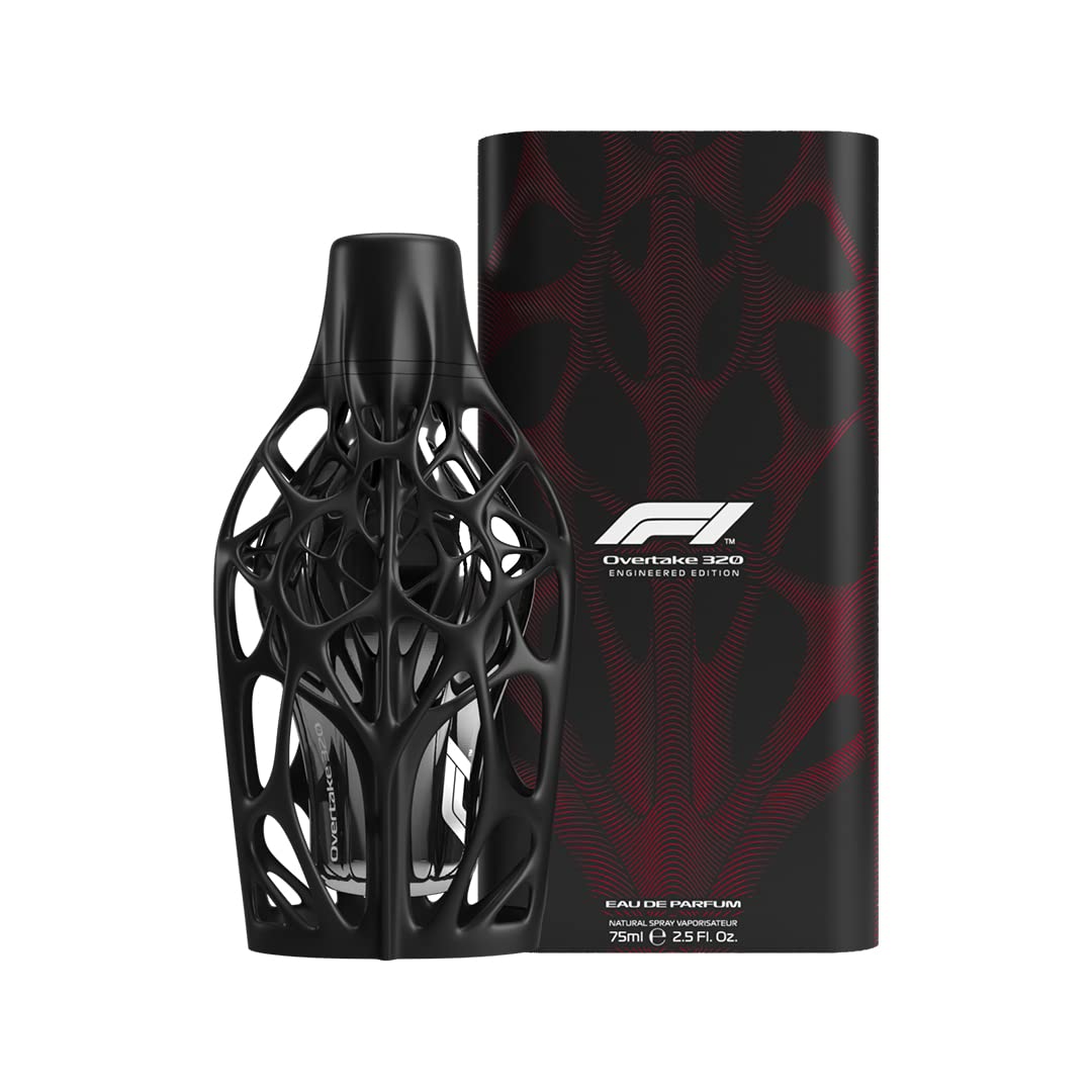 Formula 1 OVERTAKE 320 Engineered Collection Perfume for Men - Spicy Amber EDP Cologne with Unique 3D Exoskeleton Bottle Design (2.5 Fl Oz) | Premium Racing-Inspired Fragrance Gift for Him | Perfect for Date Nights, Special Occasions & Motorsport Enthusiasts
