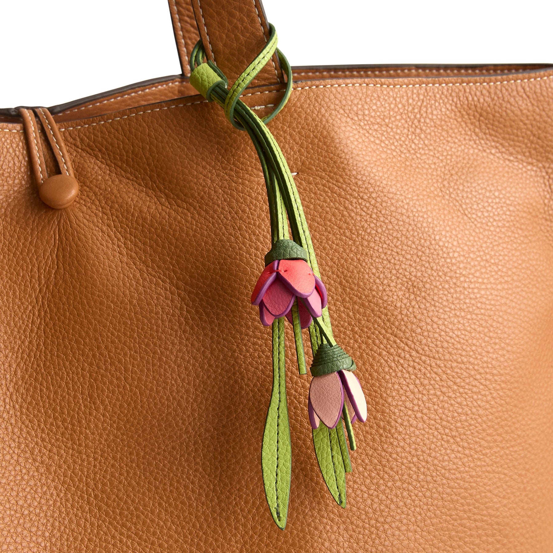 Pink Tulips Bag Charm - Elegant Handbag Accessory for Women | Perfect for Purses, Backpacks & Luggage | Cute Gift Idea for Friends & Family