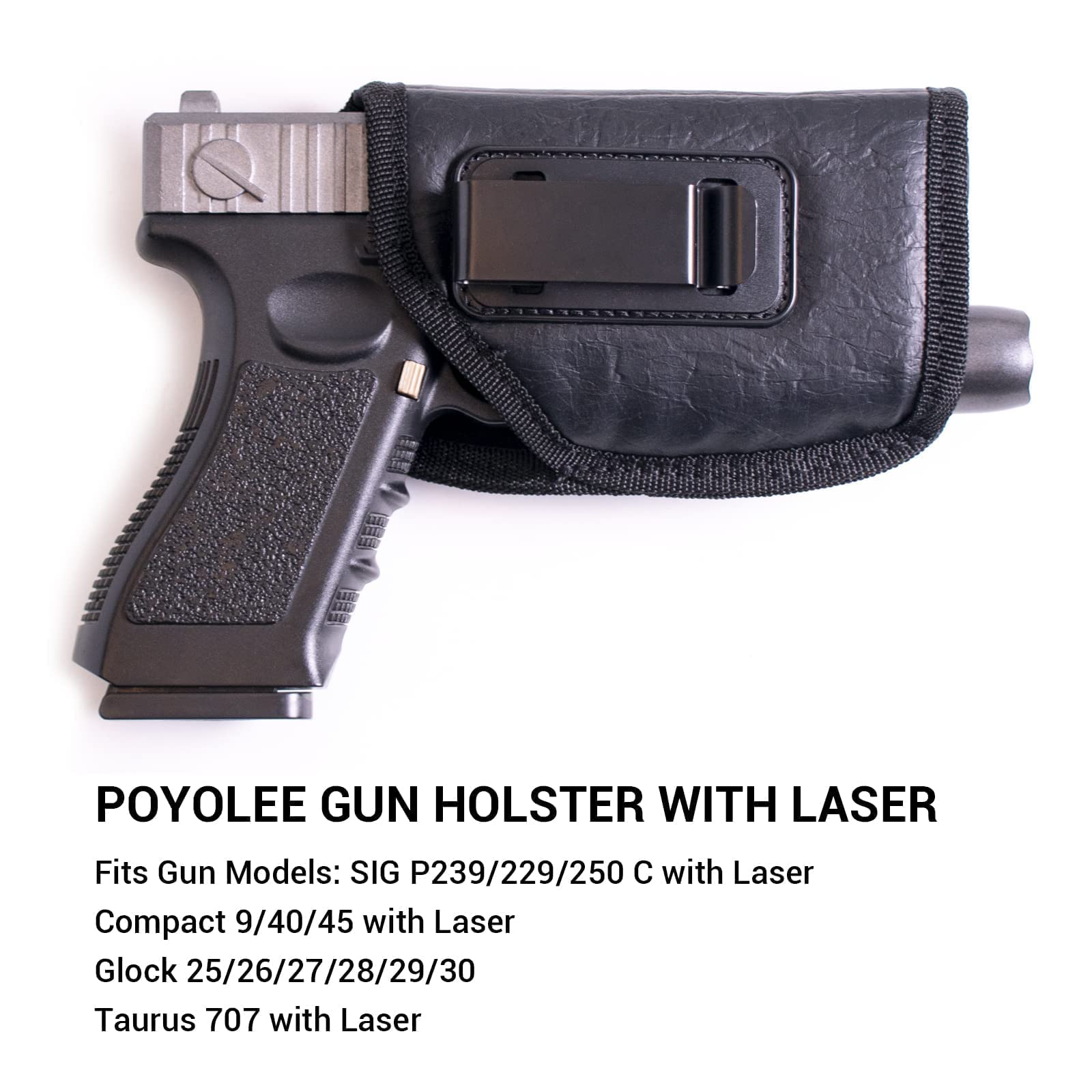 Universal IWB Concealed Carry Holster for Glock 17/19/20/23, Beretta 92 FS, PX4, XDM, HK USP, MP & More - Compatible with Underbarrel Laser & Flashlight | Perfect for Everyday Carry, Home Defense & Tactical Training