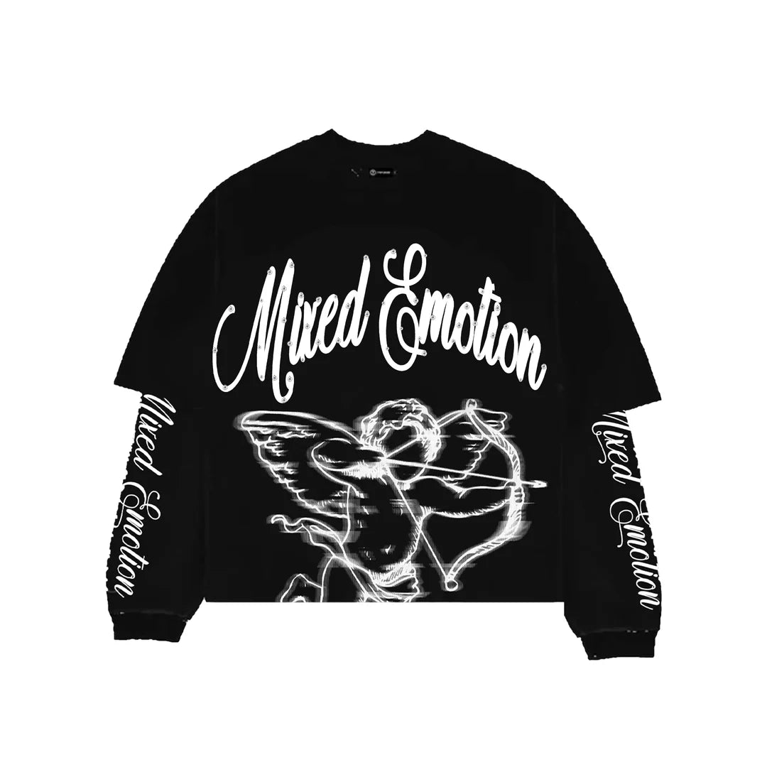 Black Blur Thermal Long Sleeve Shirt for Men & Women - Comfortable Mixed Emotions Print - Perfect for Winter Outdoor Activities, Hiking and Casual Wear