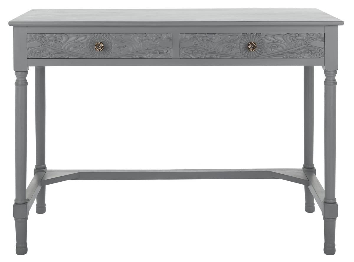 SAFAVIEH Home Collection Ryleigh Distressed Grey 2-Drawer Computer Desk - Modern Office Writing Table for Home & Workspace