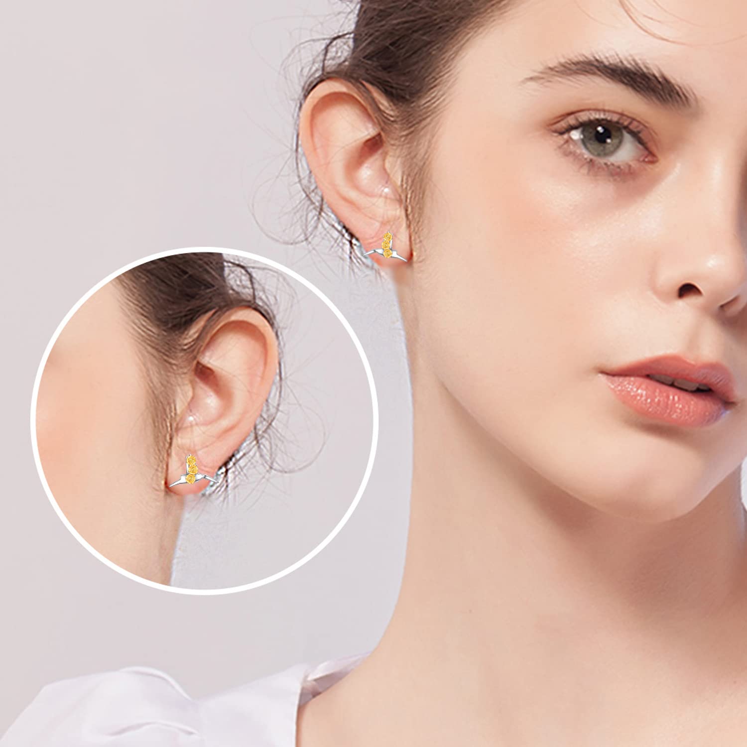 Sterling Silver Origami Hummingbird Stud Earrings - Elegant Circle Snake Jewelry for Women & Girls | Perfect Gift for Birthday, Anniversary & Everyday Wear