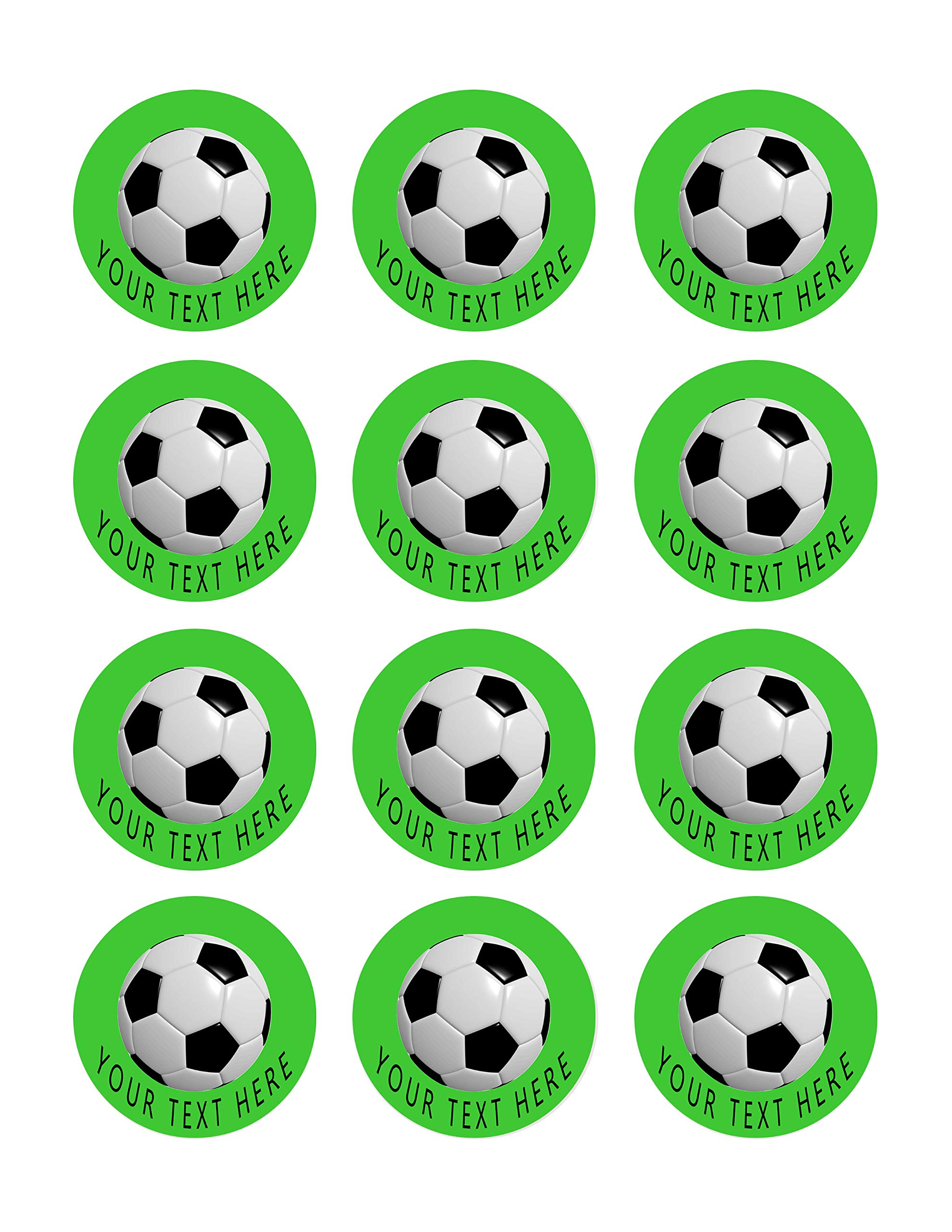 Edible Soccer Ball Cupcake Toppers - 2 Inch Football Cake Decorations (12 Pieces per Sheet) - Perfect for Birthday Parties, Baby Showers & Sports Themed Desserts