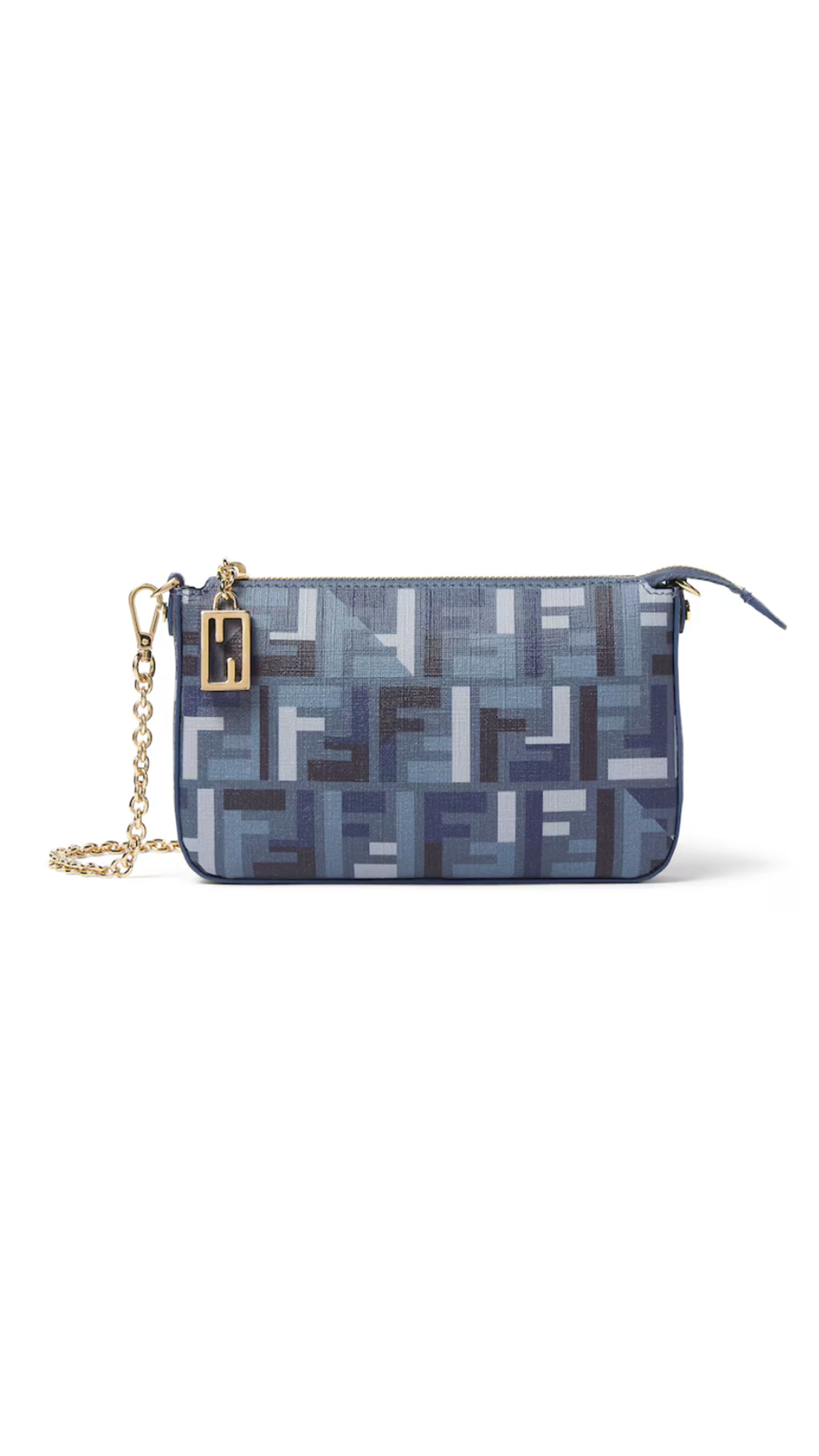 Small FF Fabric Baguette Pouch - Blue Crossbody Bag for Women | Perfect for Everyday Use, Travel & Shopping