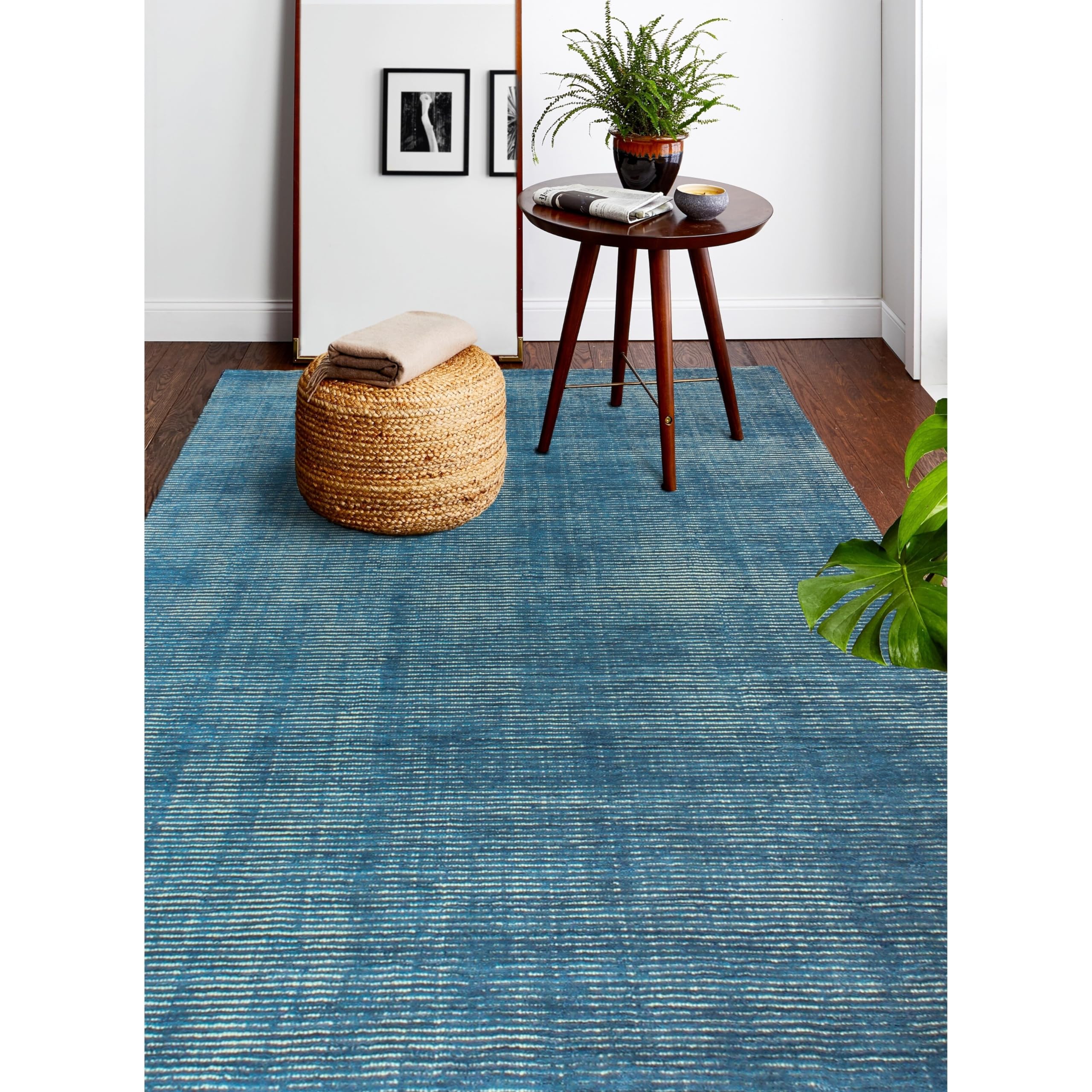 Luxury Hand-Tufted Wool & Viscose Area Rug - Bashian Collection - 2.6’ x 8’ Ivory/Grey Contemporary Runner Rug - Perfect for Entryway, Living Room, Bedroom & Home Decor (Contempo ALM211) - Soft & Durable Floor Covering for High-Traffic Areas