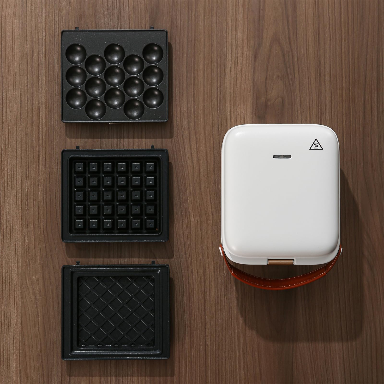 3-in-1 Electric Breakfast Sandwich Maker & Panini Press with Nonstick Coating - Waffle Maker, Bubble Waffle & Egg Puff Grill - Perfect for Quick Breakfasts, Family Brunches & Office Snacks