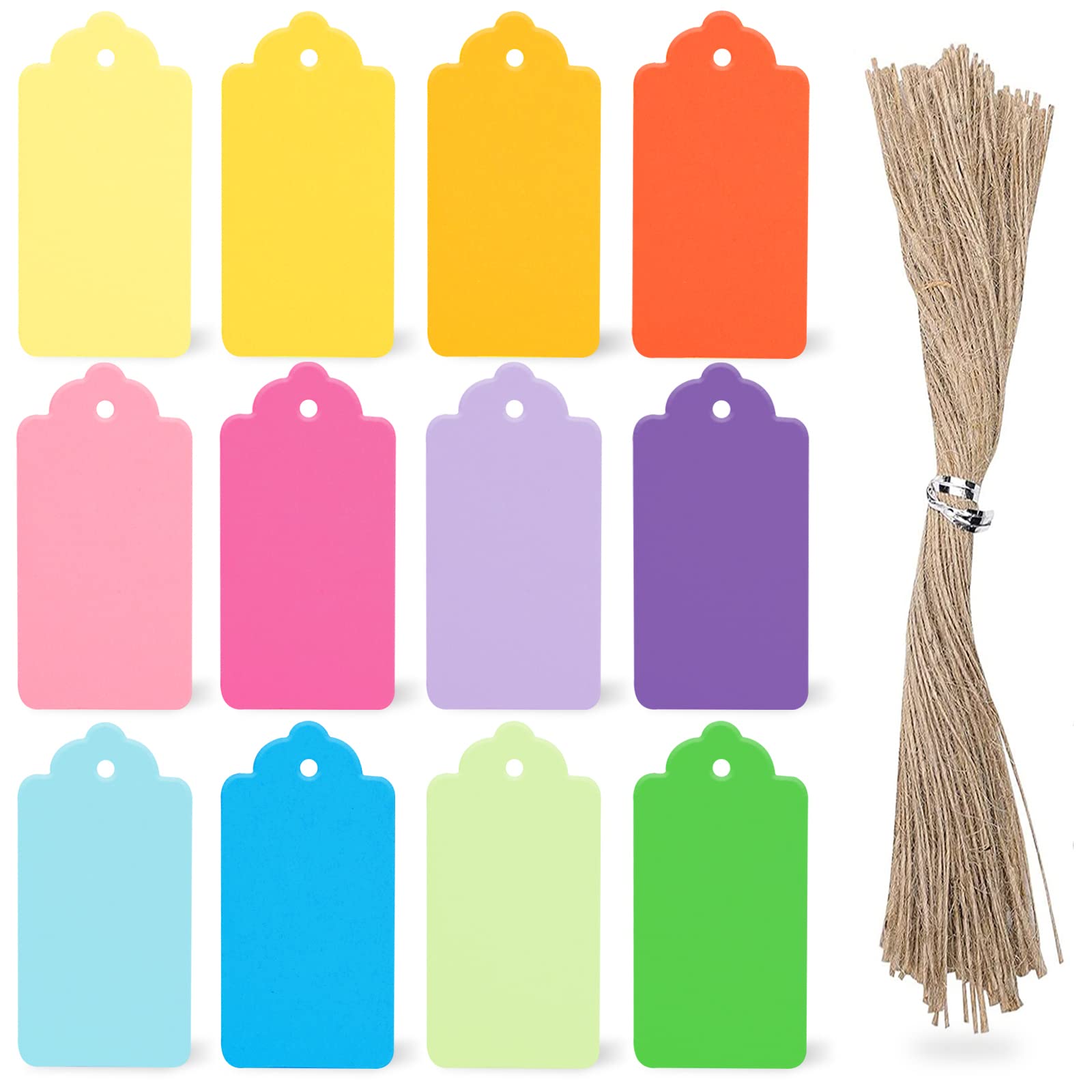 120 PCS Colorful 2x4 Inch Gift Tags with String - Perfect for DIY Crafts, Holiday Presents, Wedding Favors & Party Decorations | SallyFashion