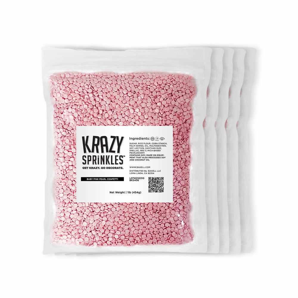 Pink Pearl Confetti Sprinkles for Baby Showers, Birthday Cakes & Cupcake Decorations - Edible Glitter for Baking, Desserts & Party Decor