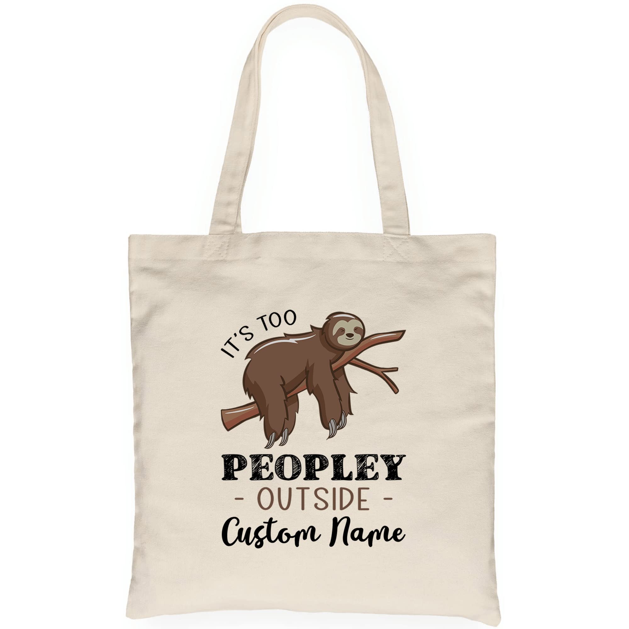 Custom Personalized Tote Bag with Funny Sloth Print - Reusable Washable Canvas Shopping Bag for Women & Girls - Perfect Gift for Animal Lovers (Birthday, Anniversary) - Great for Grocery Shopping, Beach Trips & Daily Use