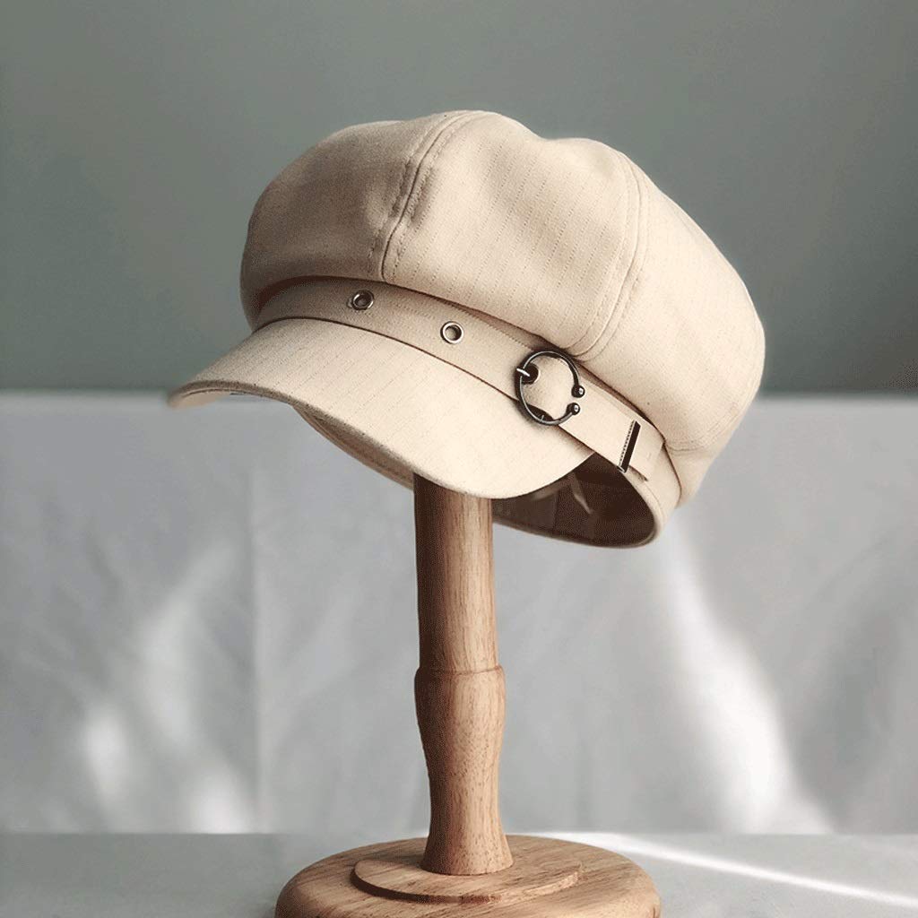DSFEOIGY Women's Retro Striped Beret Hat - Octagonal Painter Cap in Black & Brown for Artists & Fashion | Perfect for Casual Wear, Art Classes & Vintage Outfits