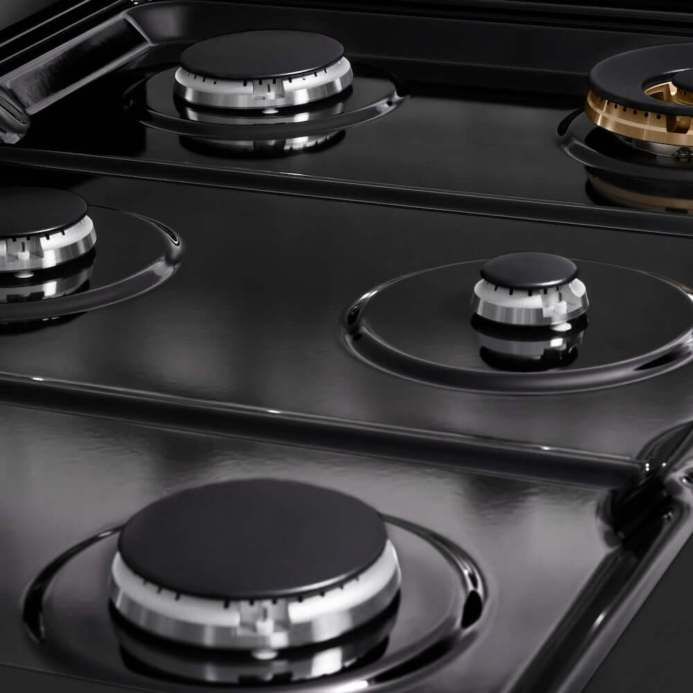ZLINE 36 Inch 6-Burner Black Stainless Steel Gas Rangetop with Porcelain Cooktop - Professional Kitchen Stove for Home Chefs & Cooking Enthusiasts (Model SRTB 36) | Perfect for Gourmet Meals & Entertaining