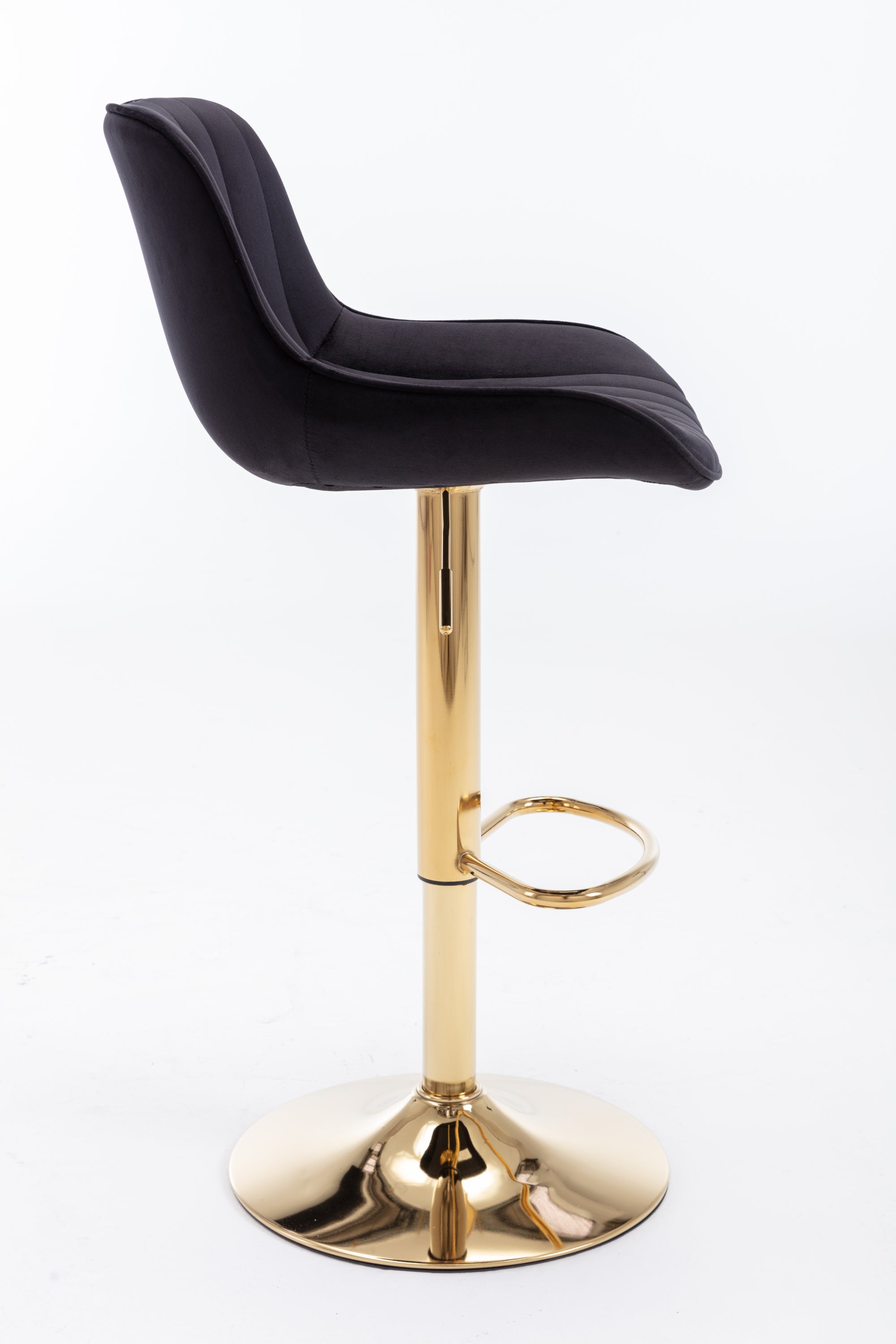 **Adjustable Chrome Footrest Swivel Bar Stool Set of 2 - Black Velvet Seat with Golden Legs for Kitchen Counter, Home Bar & Dining Room**