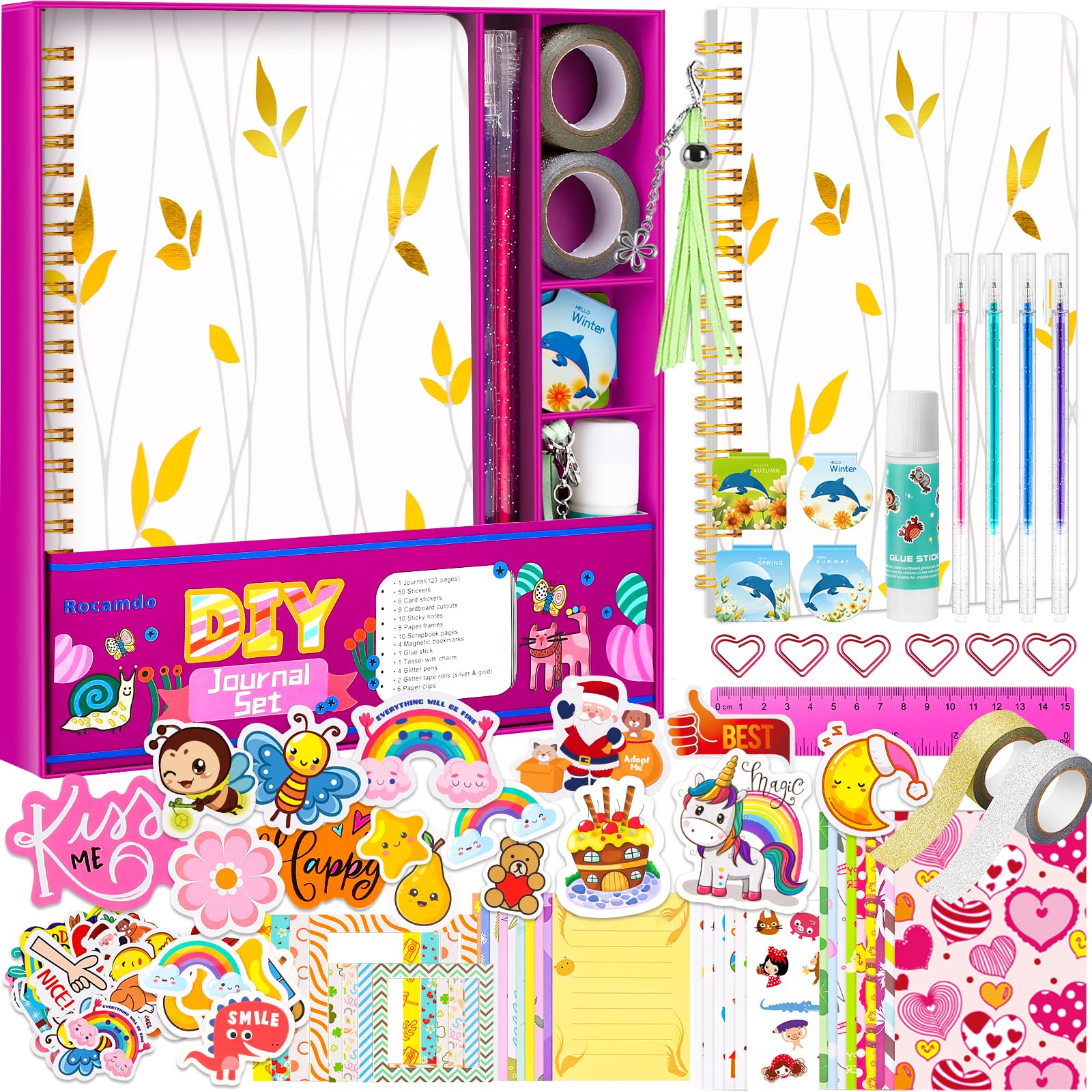 DIY Journal Kit for Girls Ages 8-14 - Creative Scrapbooking & Diary Supplies Set - Perfect Birthday Gift for Teen Girls - Stationery & Art Crafts Kit for Journaling, Memory Keeping & Creative Writing