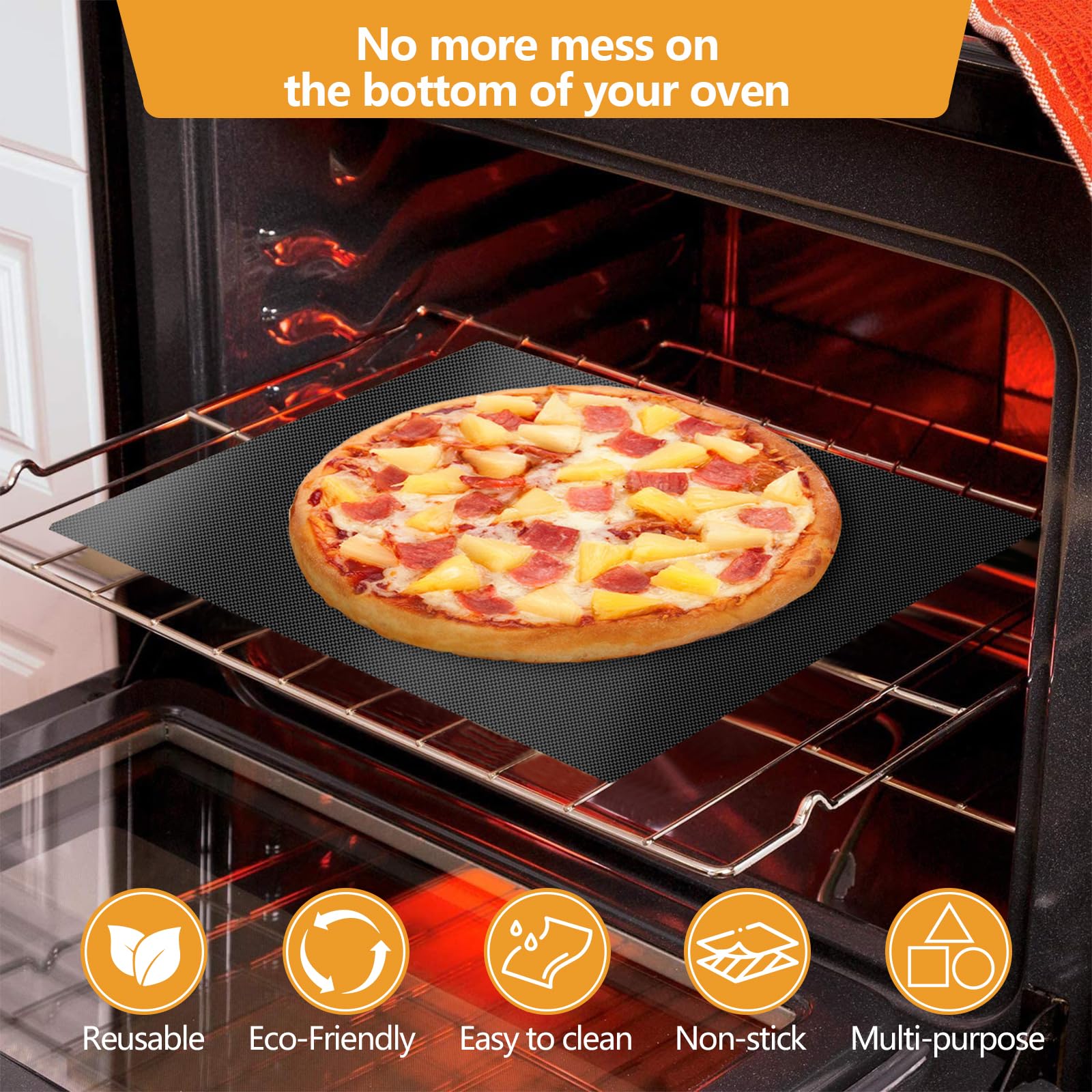 2 Pack Heavy Duty Non Stick Oven Liners - BPA & PFOA Free, Thickened Oven Bottom Protector Mats, Replacement for Aluminum Foil for Electric/Gas Ovens, Toasters & Grills - Perfect for Baking, Roasting & Easy Cleanup