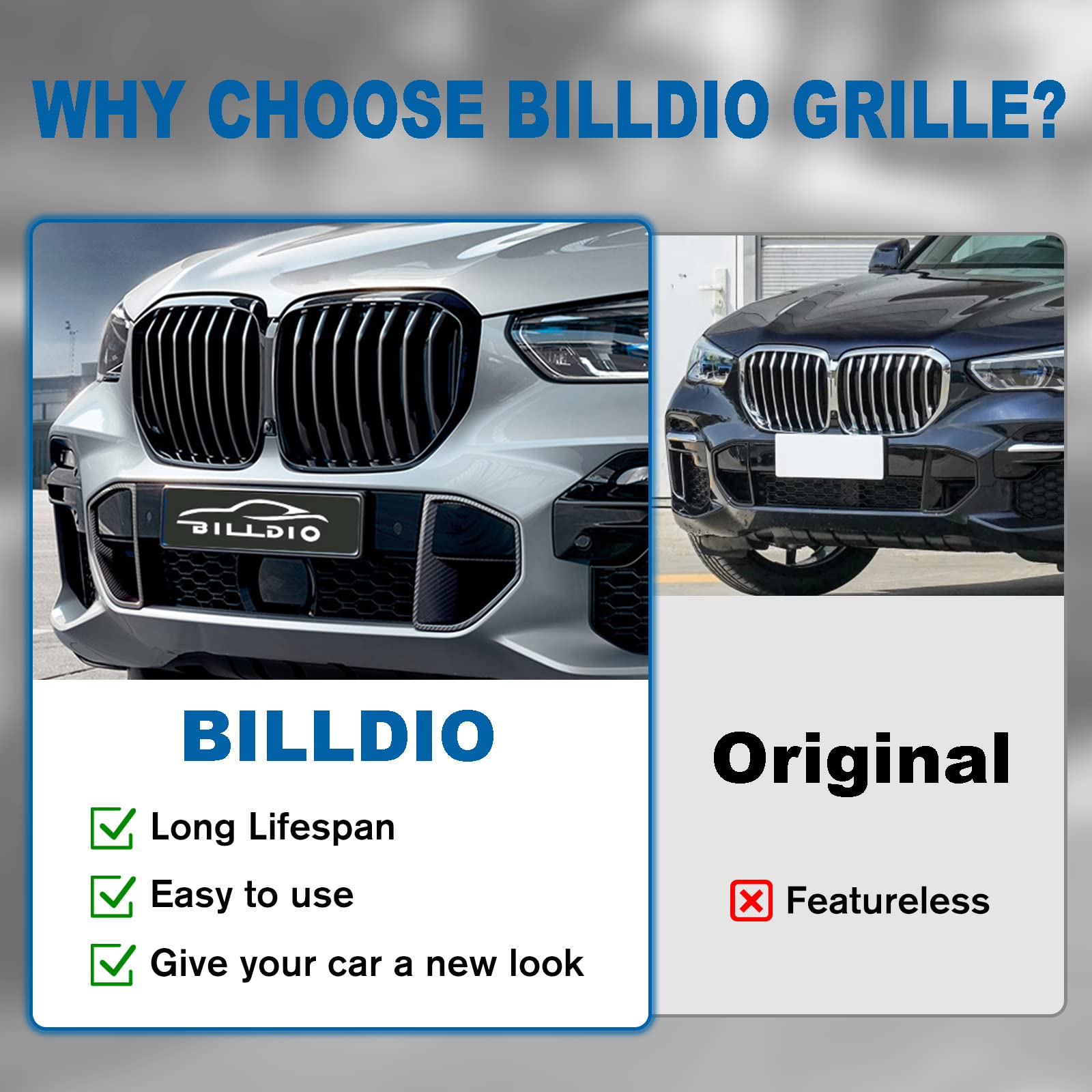 Glossy Black Front Grille for BMW X5 G05 (2019-2023) - Single Slat Kidney Grill Replacement - Perfect for Car Upgrades & Customization