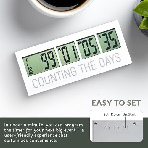 999 Days LCD Digital Countdown Timer - Easy to Set & Read Reusable Countdown Clock for Retirement, Wedding, Christmas, Baby Due Date - Perfect for Events, Holidays & Special Occasions