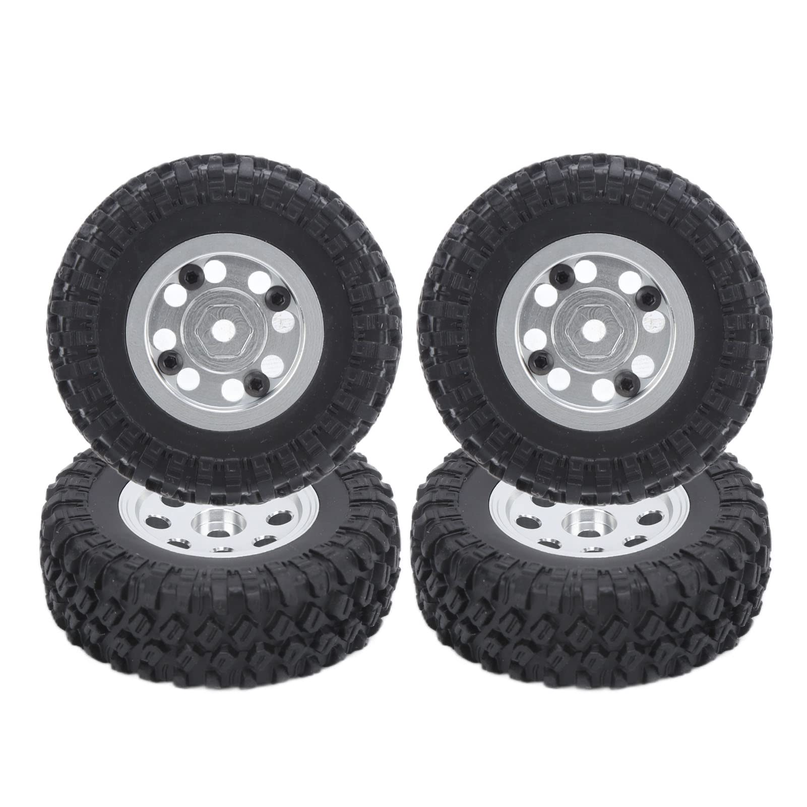 High-Performance Aluminum Alloy RC Wheel Hub Tire Set - Durable & Easy Install Replacement Parts for Axial SCX24 RC Cars (Silver) | Perfect for Off-Road Crawling, Rock Climbing & RC Car Upgrades