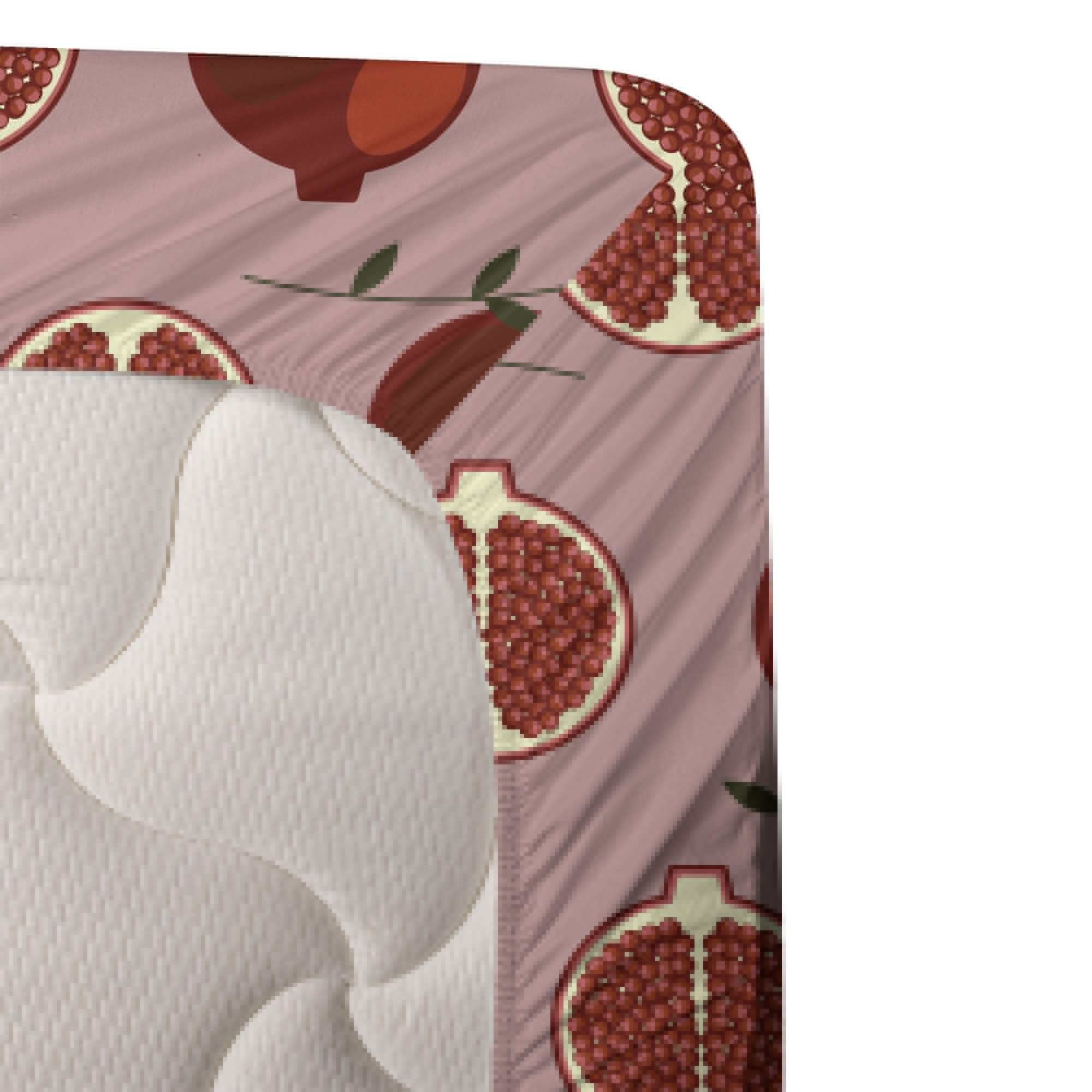 Ambesonne Pomegranate 4-Piece King Size Sheet Set - Juicy Fruit & Twig Pattern Bedding in Blush & Vermilion | Soft Cotton Blend for Comfortable Sleep | Perfect for Master Bedroom, Guest Room & Vacation Homes