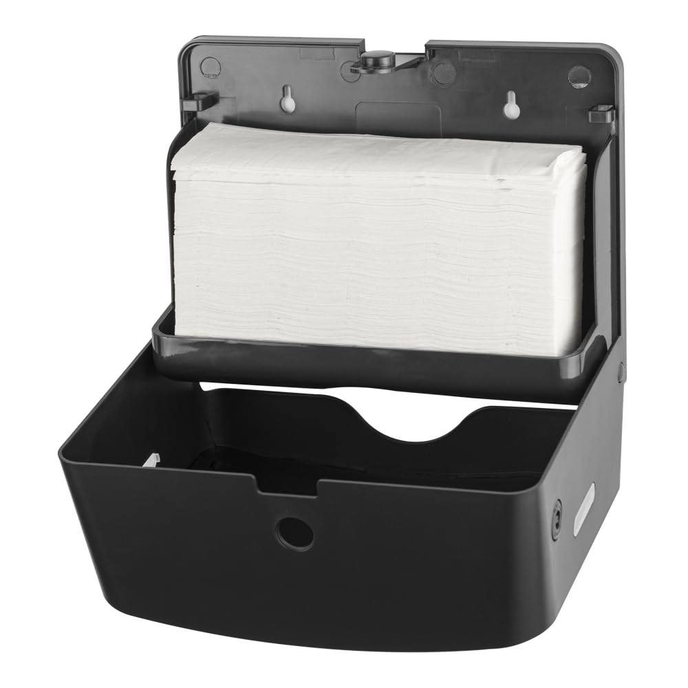 EZbrnd Wall Mount Multifold Paper Towel Dispenser - Black (3200B-EZ) for Kitchen, Bathroom, Office, RV & Airbnb | Space-Saving & Hygienic Solution for Home & Commercial Use