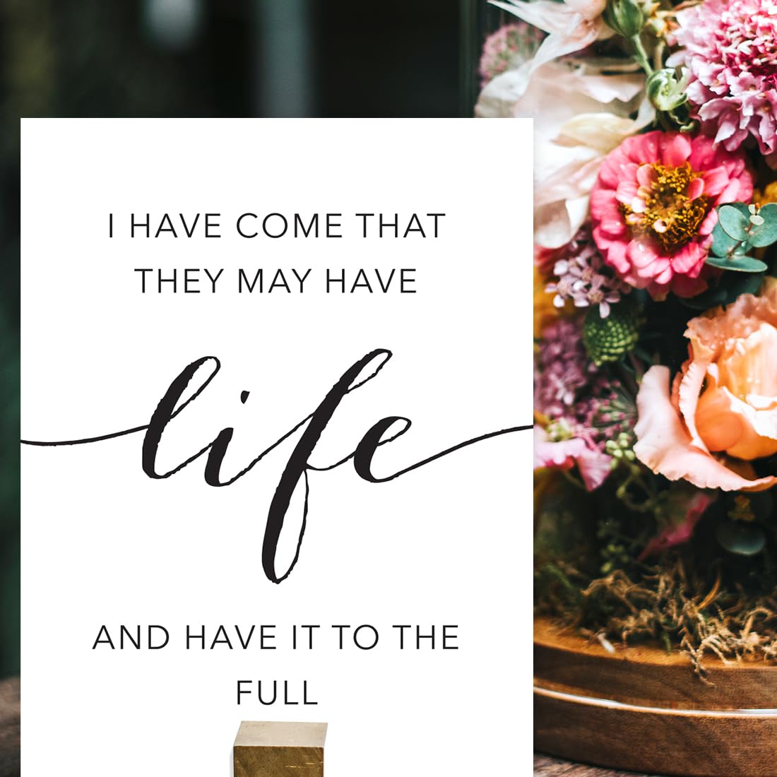 Inspiring John 10:10 Bible Verse Wall Art Print - Unframed Black & White Scripture Poster for Home, Office & Church Decor - Perfect for Christian Gifts & Spiritual Encouragement (1-Pack)