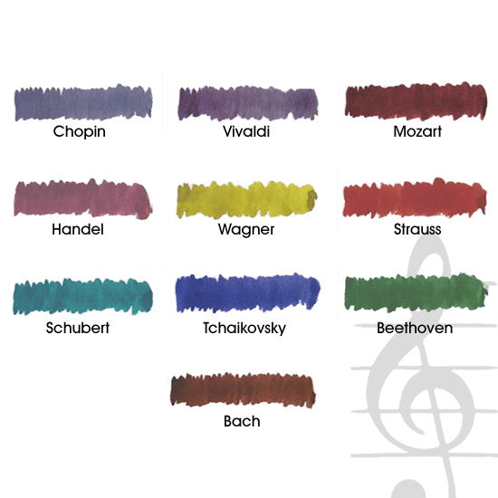 Diamine Music Collection Fountain Pen Ink Bottle Set - Vibrant Colors for Calligraphy, Journaling & Artistic Writing