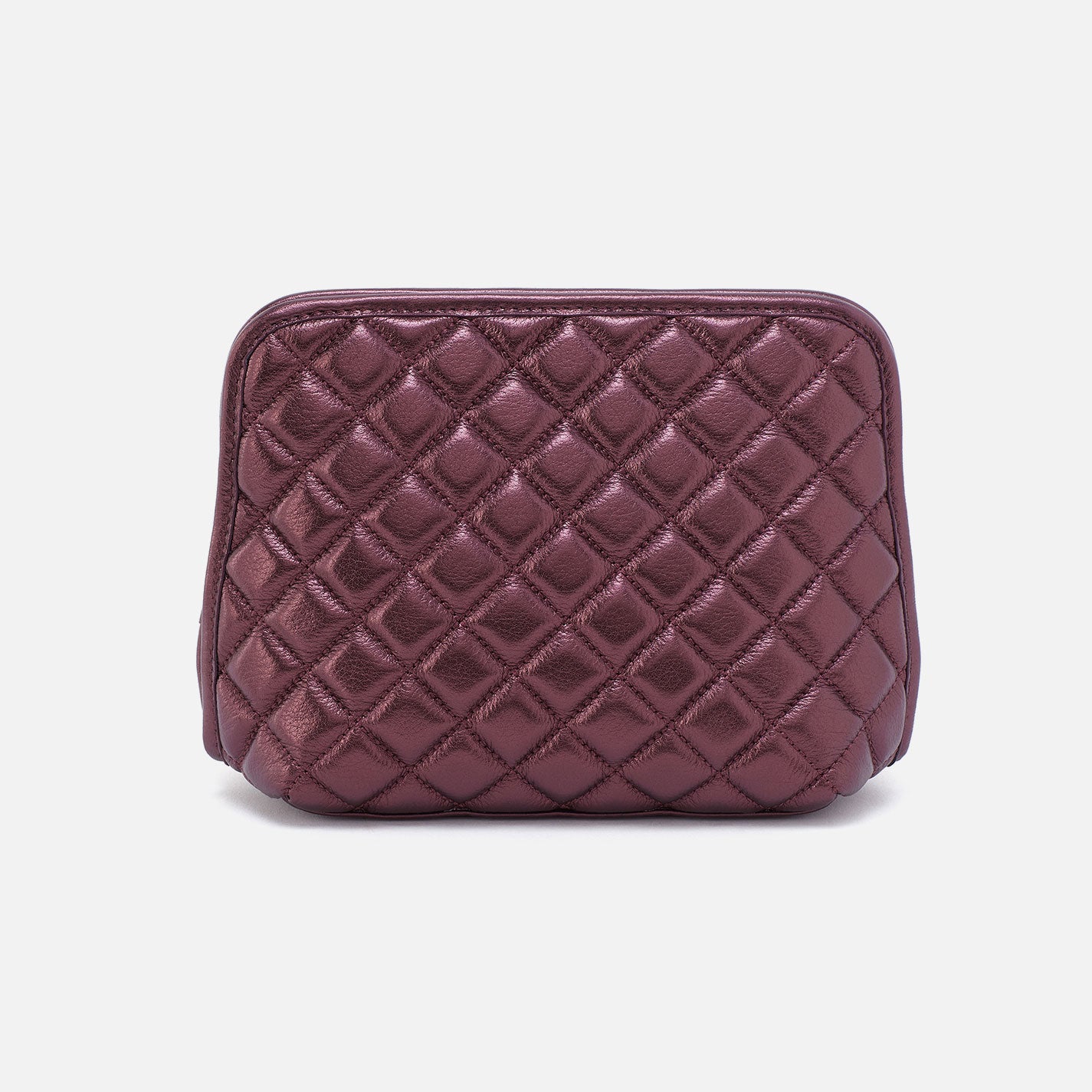 Premium Metallic Leather Cosmetic Pouch - Frosted Plum Color | Travel Makeup Bag for Women | Perfect for Everyday Use & Travel Essentials Organization