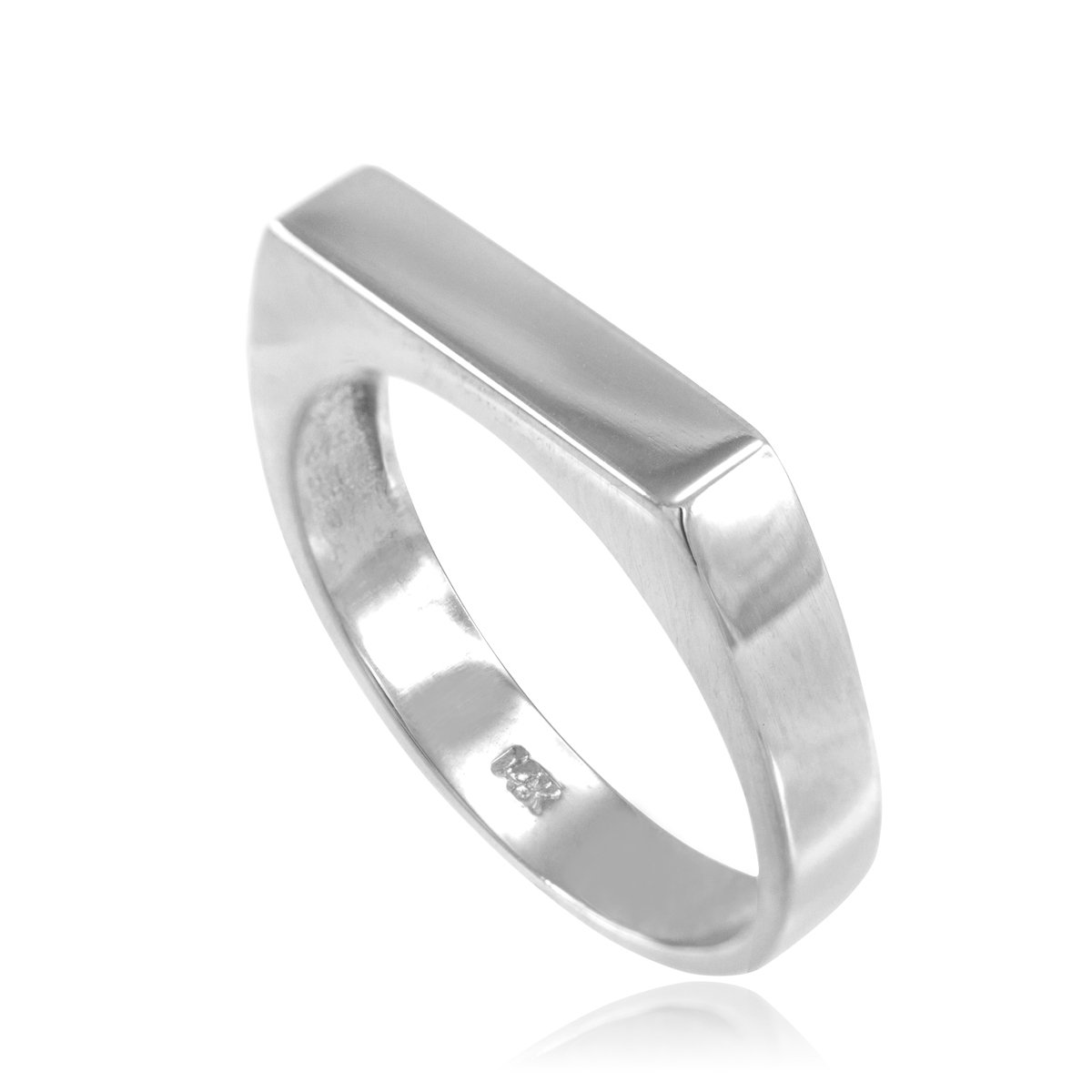 10K White Gold Stackable Custom Engravable Signet Ring for Men & Women - Perfect for Weddings, Anniversaries & Personalized Gifts