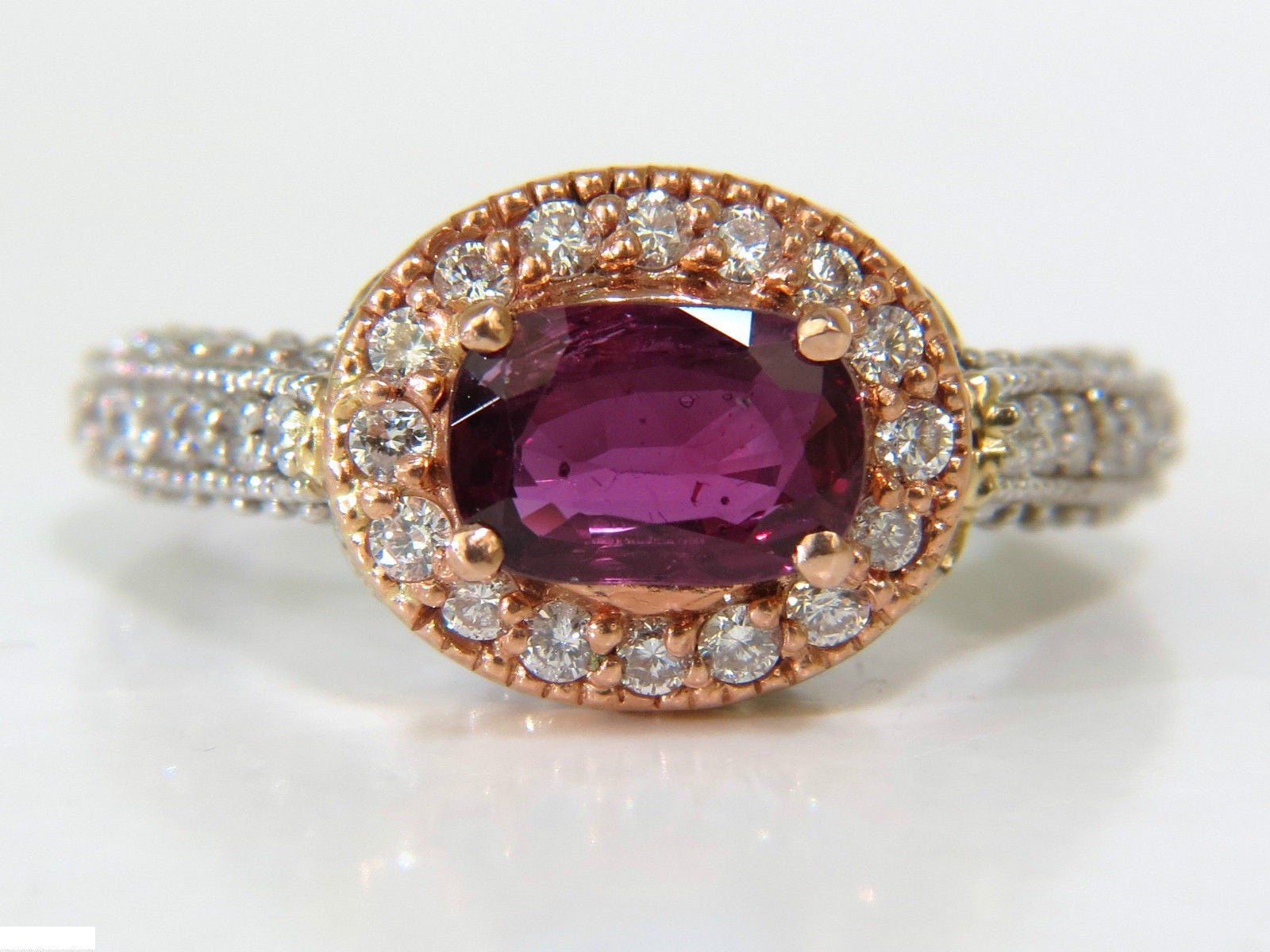 2.78CT Natural Fine Purple Red Ruby Diamond Ring in 14KT Gold (G/VS) – Elegant Jewelry for Weddings, Anniversaries & Special Occasions