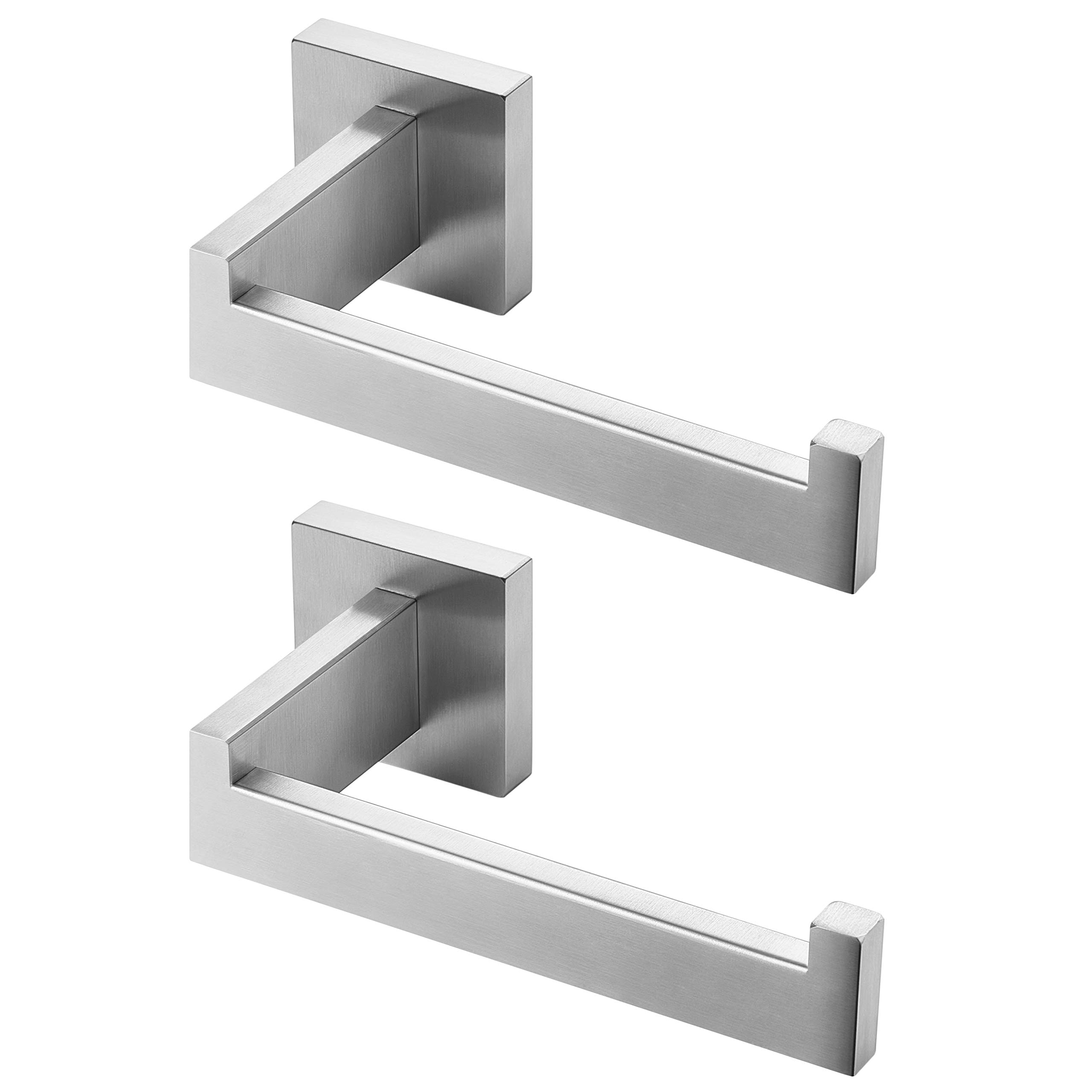 Premium 304 Stainless Steel Brushed Nickel Toilet Paper Holder - Rustproof Square Bathroom Tissue Roll Holder (2 Pack) - Wall-Mounted for Modern & Luxury Bathroom Decor