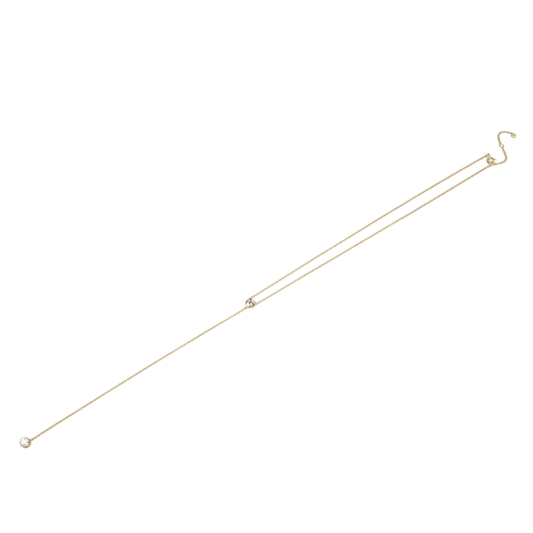 Double CZ Lariat Necklace - Elegant Cubic Zirconia Lariat Pendant for Women | Perfect for Evening Wear, Date Night & Special Occasions