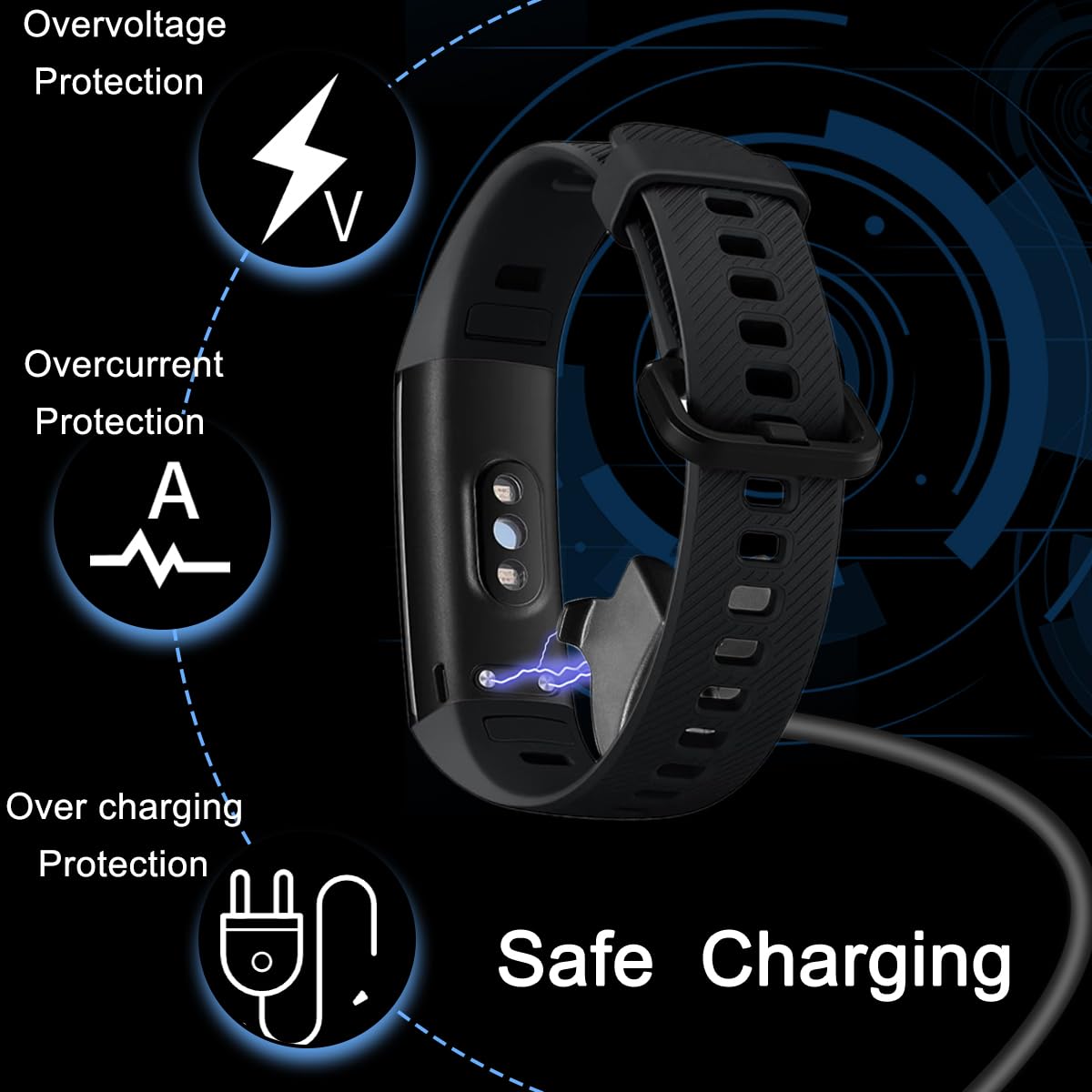 DKARDU Replacement USB Charging Cable for Honor Band 5/4, Huawei Band 4 Pro/3/3 Pro Smartwatch - 3.3FT Charging Dock with USB to USB-C Adapter | Perfect for Home, Office & Travel Use