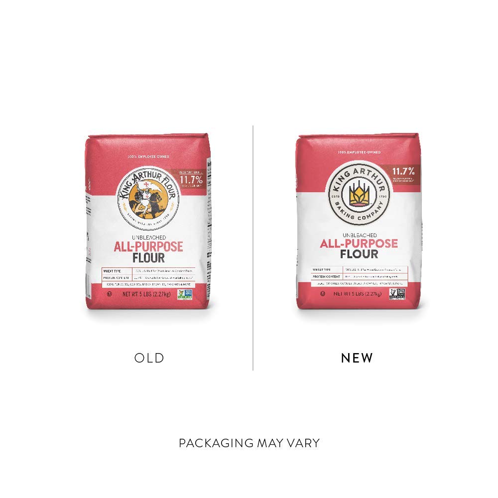 King Arthur Baking Unbleached All-Purpose Flour - Premium 5 lbs Non-GMO, Kosher Certified Flour for Bread, Cakes & Pastries - 11.7% Protein, No Preservatives - Perfect for Home Bakers & Professional Chefs