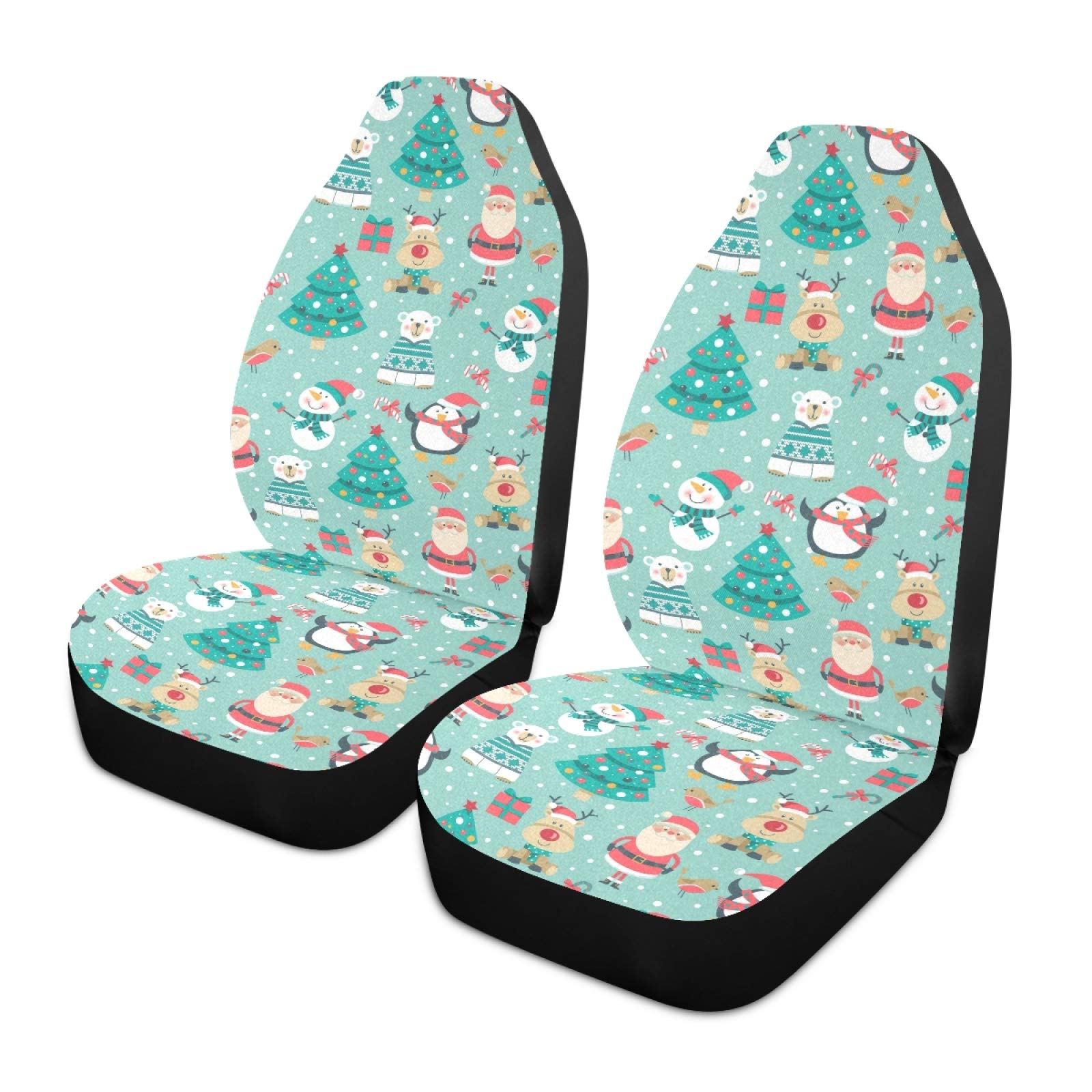 Breathable Christmas Snowman Car Seat Covers - 2 Pack Front Seat Protectors for Cars, SUVs, Trucks & Vans | Holiday Decor & Winter Vehicle Protection
