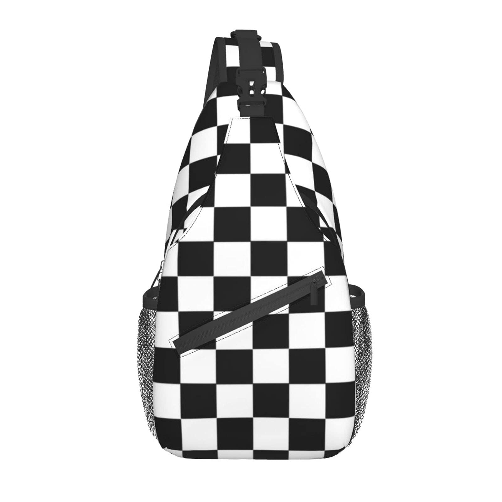 AMRANDOM Men's Lightweight Crossbody Sling Bag - Stylish Checkerboard Plaid Anti-Theft Shoulder Chest Pack for Travel, Gym & Daily Use | Perfect for Hiking, Commuting & Outdoor Activities