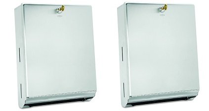 Bobrick 262 Stainless Steel Surface-Mounted Paper Towel Dispenser - 2 Pack (10.75