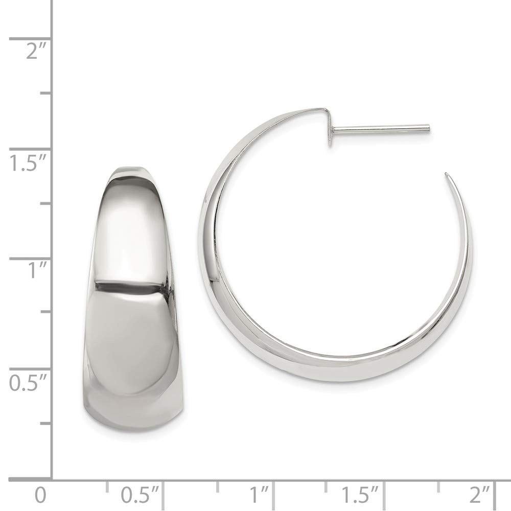35mm Solid 925 Sterling Silver Hoop Earrings for Women - Classic Everyday Jewelry for Work, Date Night & Special Occasions