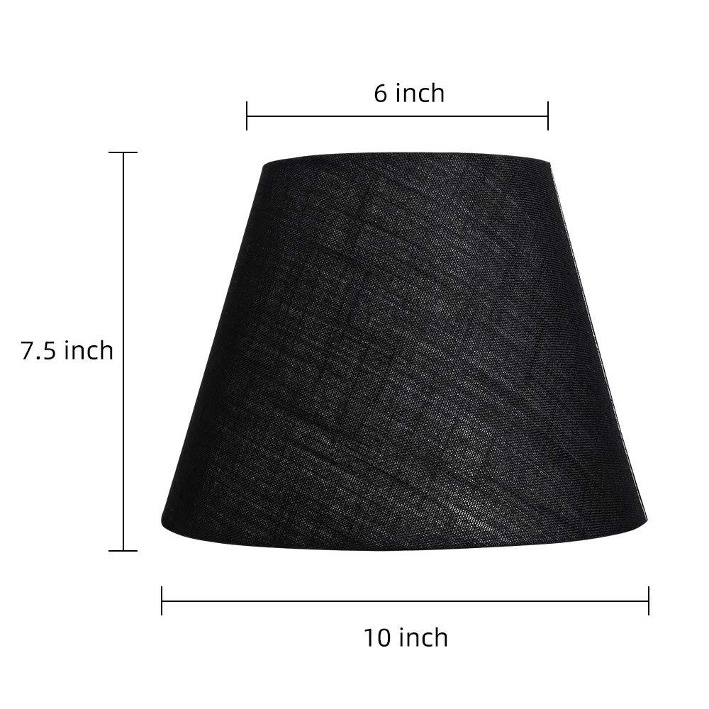 TOOTOO STAR Black Fabric Lamp Shade for Table & Floor Lamps - 6x10x7.5 Inch Spider Fitter Replacement - Perfect for Living Room, Bedroom, Office Lighting Decor