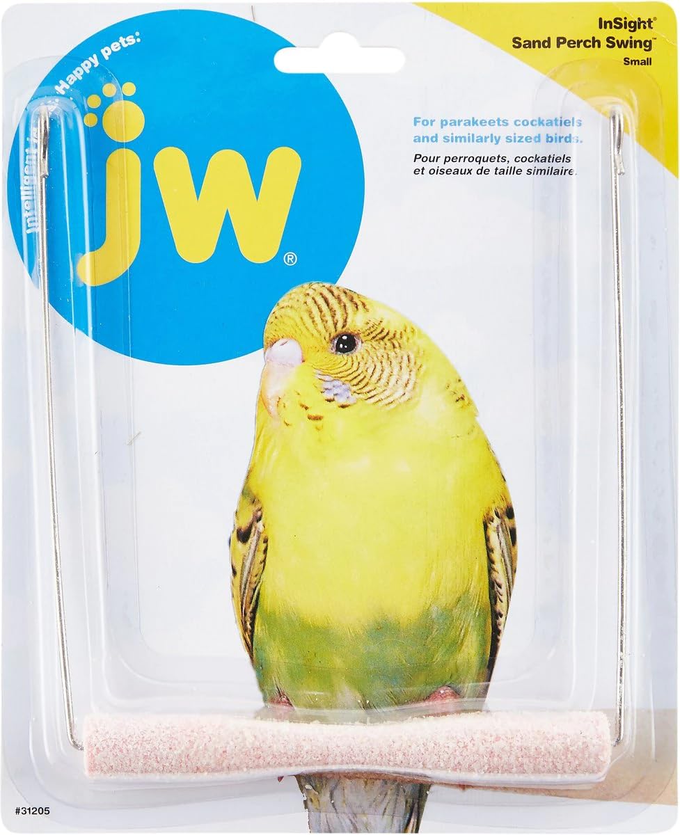 JW Pet Company Insight Sand Perch Swing Bird Toy - Small Assorted - Perfect for Parakeets, Cockatiels & Small Birds - Cage Accessories for Climbing & Play