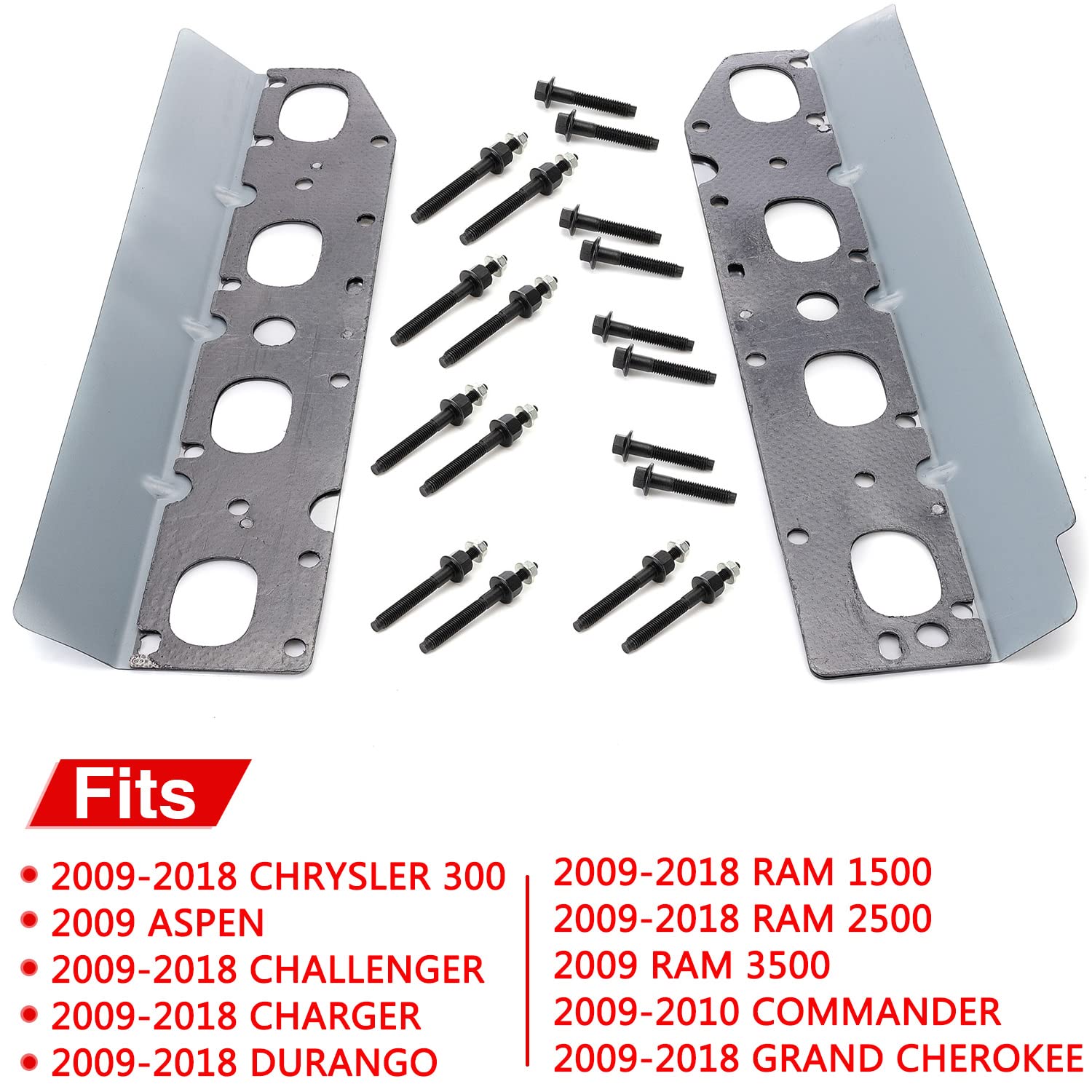 Chrysler Dodge Ram 5.7L V8 Exhaust Manifold Gasket & Bolt Kit (2009-2020) - Complete Left & Right Set for Engine Repair