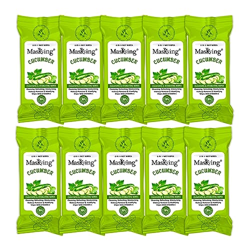 Refreshing Aloe Vera & Vitamin E Wet Wipes for Face, Hands & Body | Alcohol-Free, Paraben-Free Makeup Remover Wipes | Travel-Friendly Cleansing Wipes for Women & Men | Suitable for All Skin Types | 10-Pack (80 Wipes) | Perfect for Daily Use, Travel & On-the-Go Cleansing