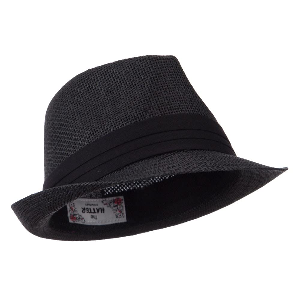 Black Paper Straw Fedora Hat with Band - Stylish Baby Sun Hat for Boys & Girls - Perfect for Beach, Parties, and Summer Outfits