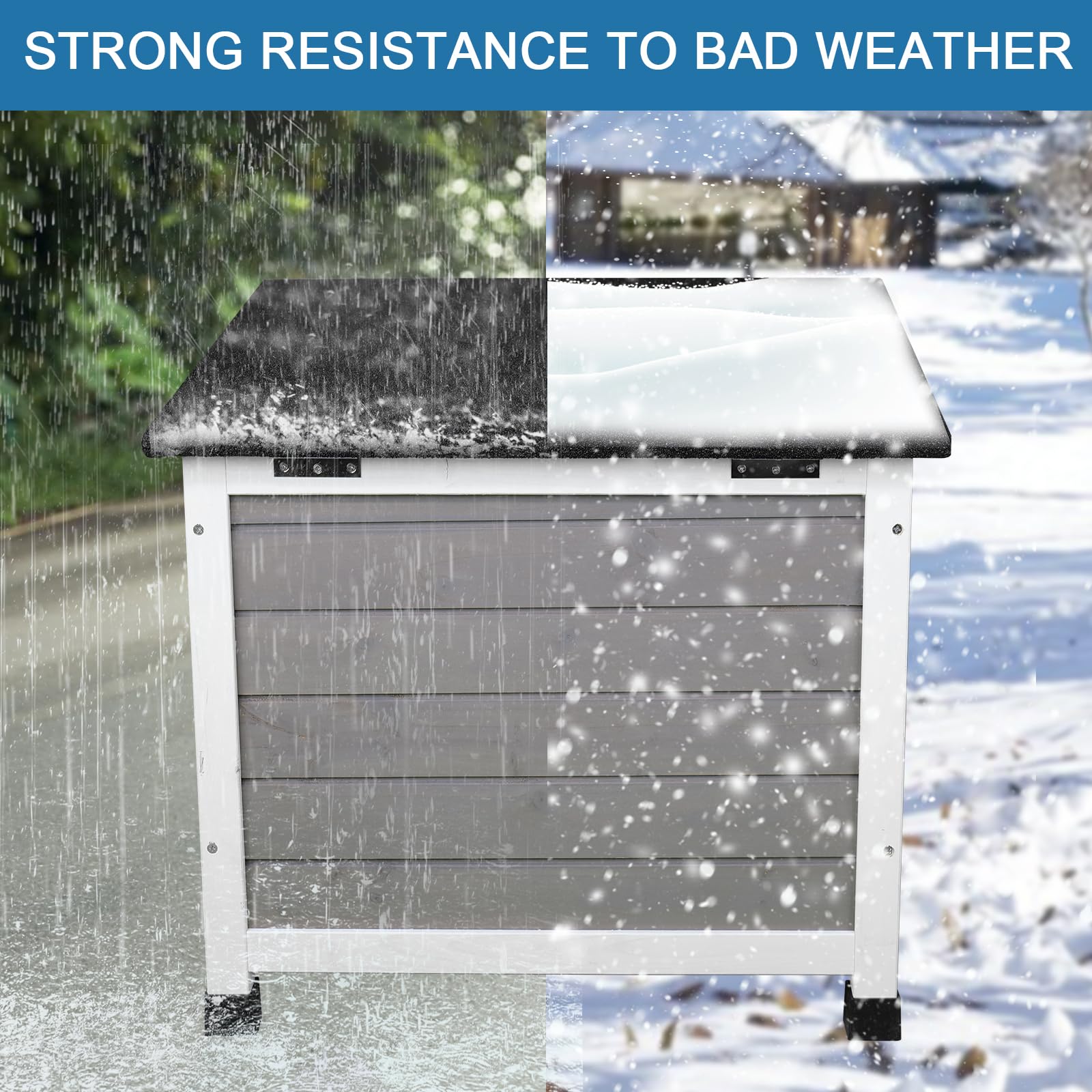 Insulated Outdoor Cat House - Weatherproof Feral Cat Shelter for Winter, Gray - Perfect for Backyard, Garden & Cold Weather Protection