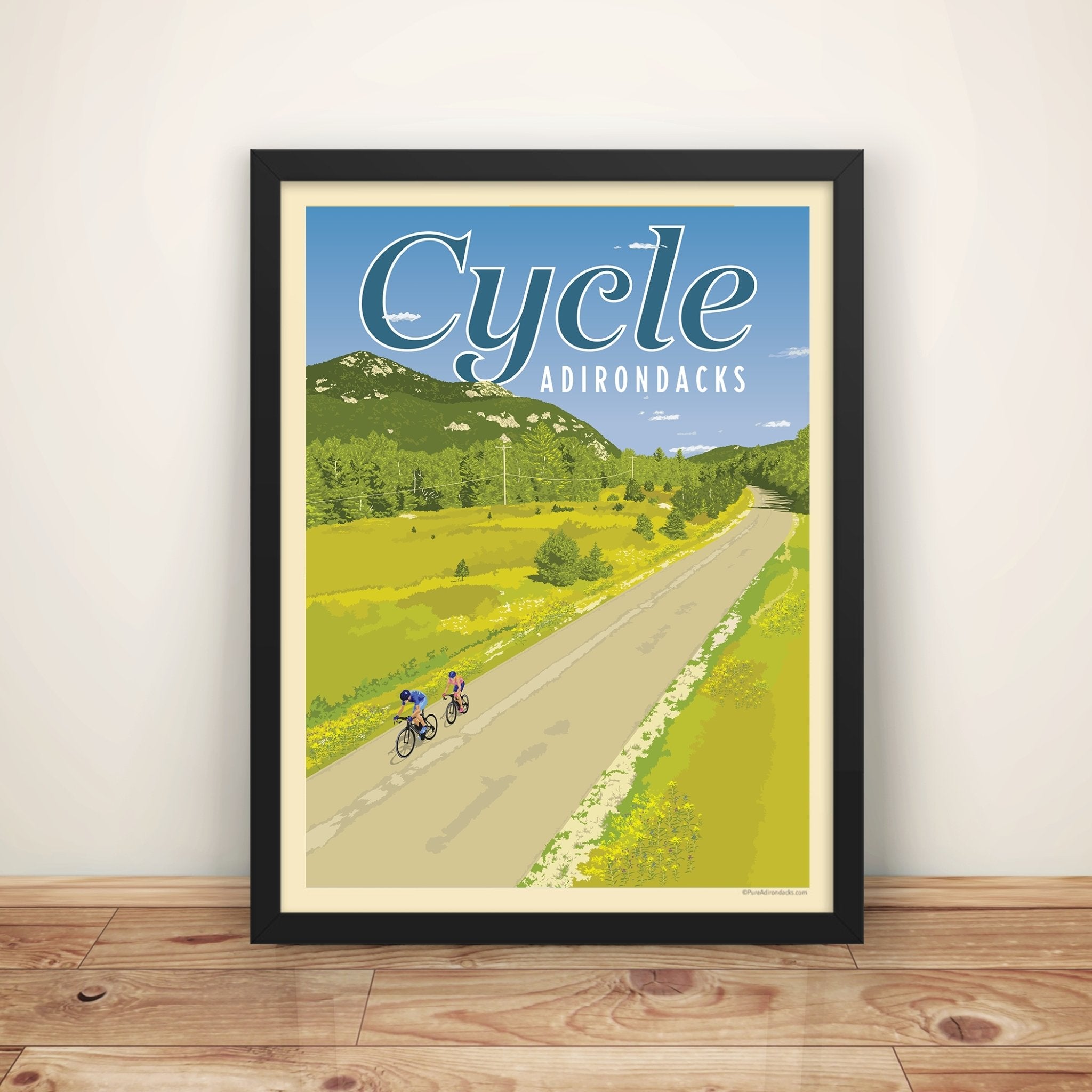 Cycling the Adirondacks Poster - Vintage Bicycle Wall Art Decor for Home, Office & Gym - Perfect for Cycling Enthusiasts & Nature Lovers