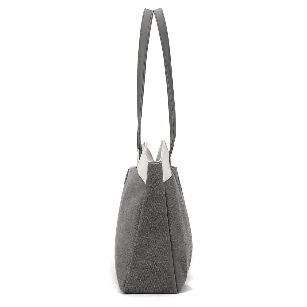 KARRESLY Women's Canvas Tote Bag - Large Capacity Shoulder Bag for Laptop, Work & Travel - 2PCS Set (Perfect for Office, Shopping & Daily Commute)