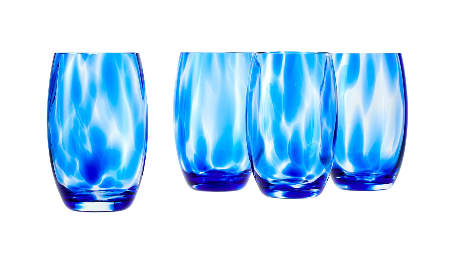 Blue Rose Polish Pottery Cobalt Confetti Water Glass Set - 6 Piece Handmade Drinking Glasses for Water, Juice & Cocktails - Elegant Tableware for Weddings, Parties & Home Decor