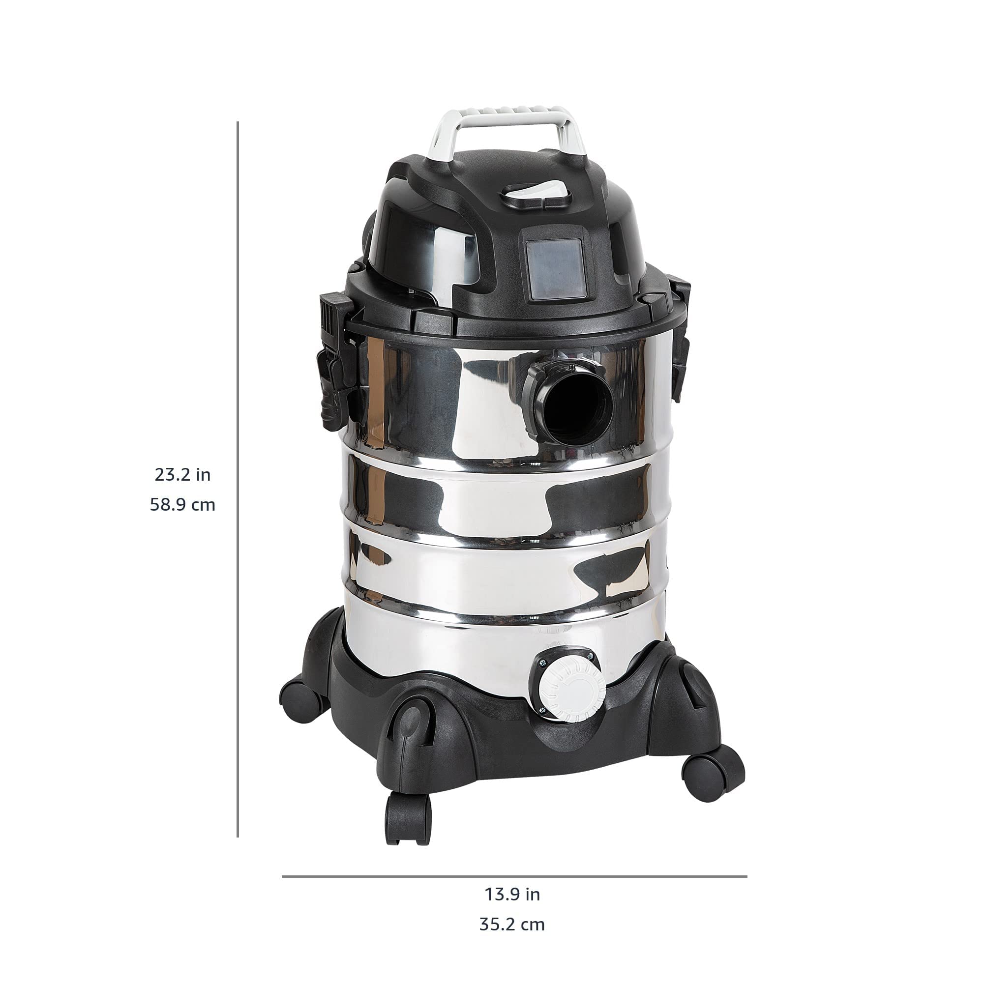 Amazon Basics 6 Gallon Wet Dry Vacuum Cleaner, 3.5 HP Stainless Steel Shop Vac - Grey/Black - Ideal for Garage, Workshop, and Home Cleaning
