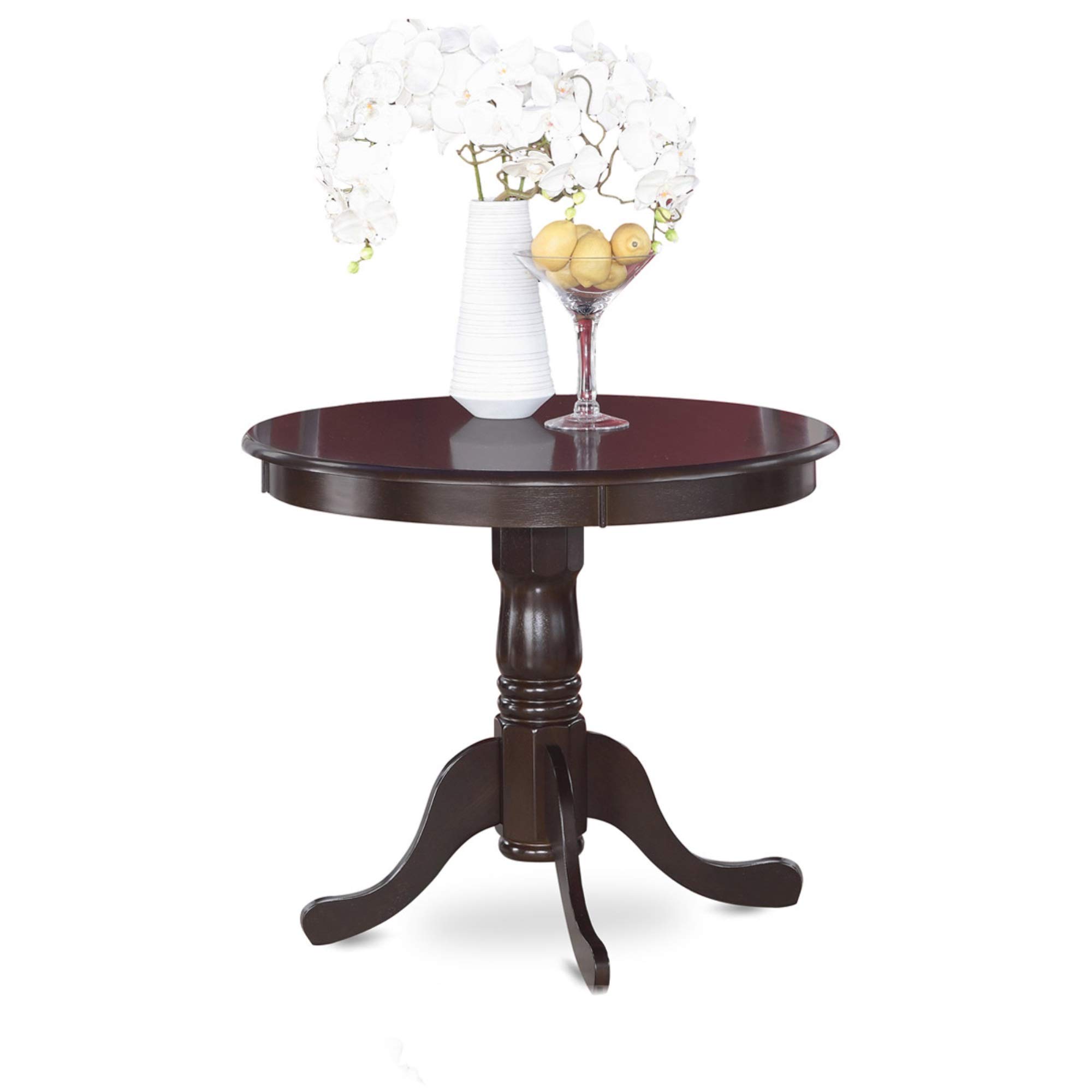 East West Furniture ANTI5-CAP-W 5-Piece Round Dining Table Set with Pedestal Base & 4 Chairs, 36x36 Inch Cappuccino - Perfect for Small Kitchens, Breakfast Nooks & Cozy Apartments