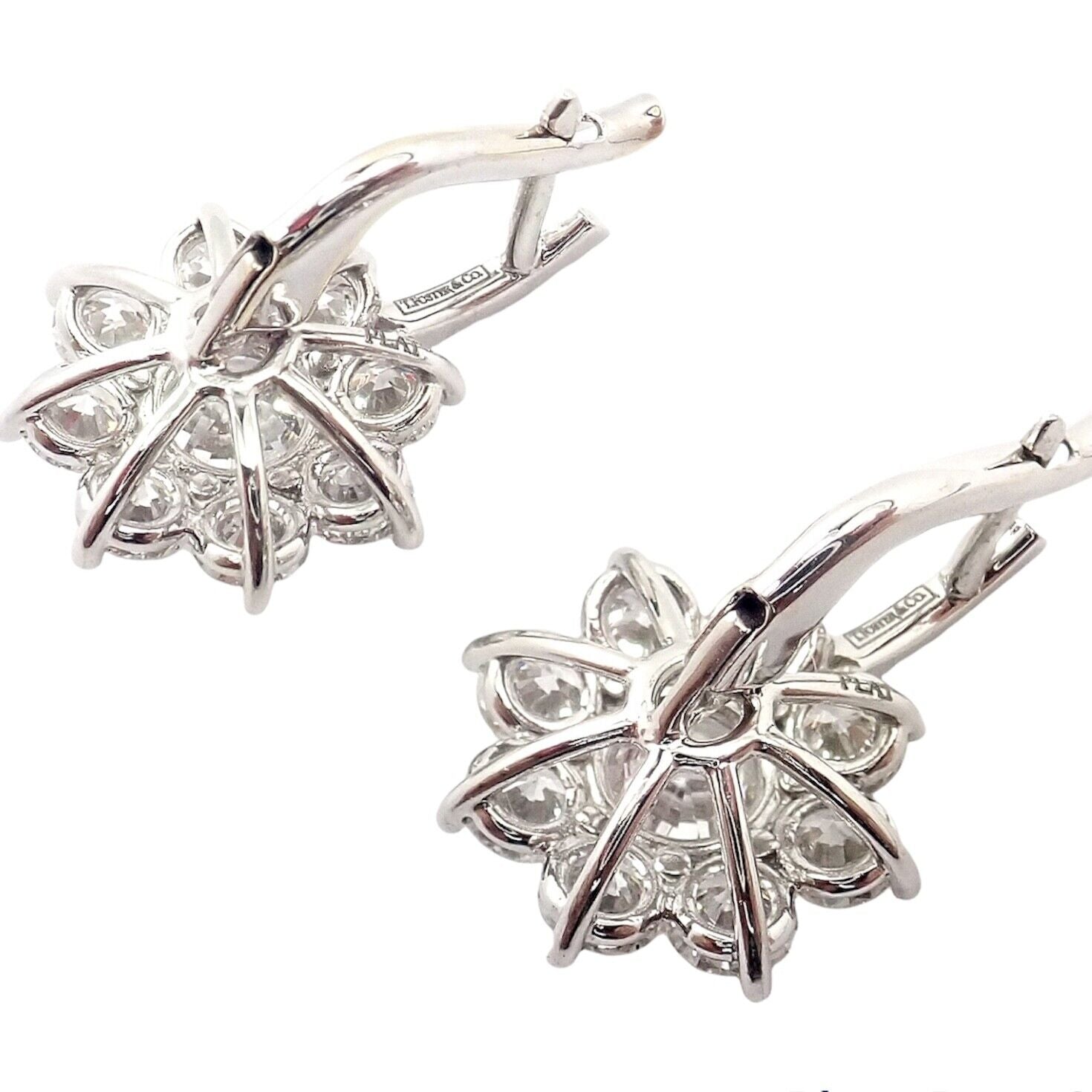 Authentic T Foster & Co Platinum Flower 4.84ctw Diamond Stud Halo Earrings with GIA Certification - Perfect for Weddings, Anniversaries & Special Occasions