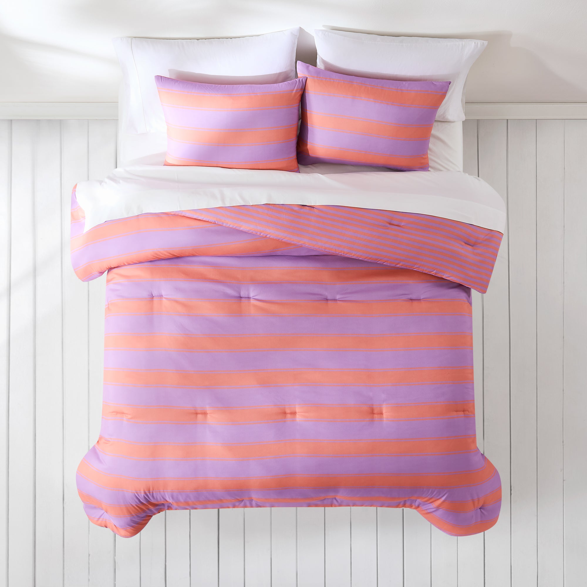 Gale Cabana Stripe Comforter Set - Queen Size Bedding, Soft & Breathable Cotton, Coastal Beach Style - Perfect for Guest Rooms, Vacation Homes & Summer Bedroom Decor